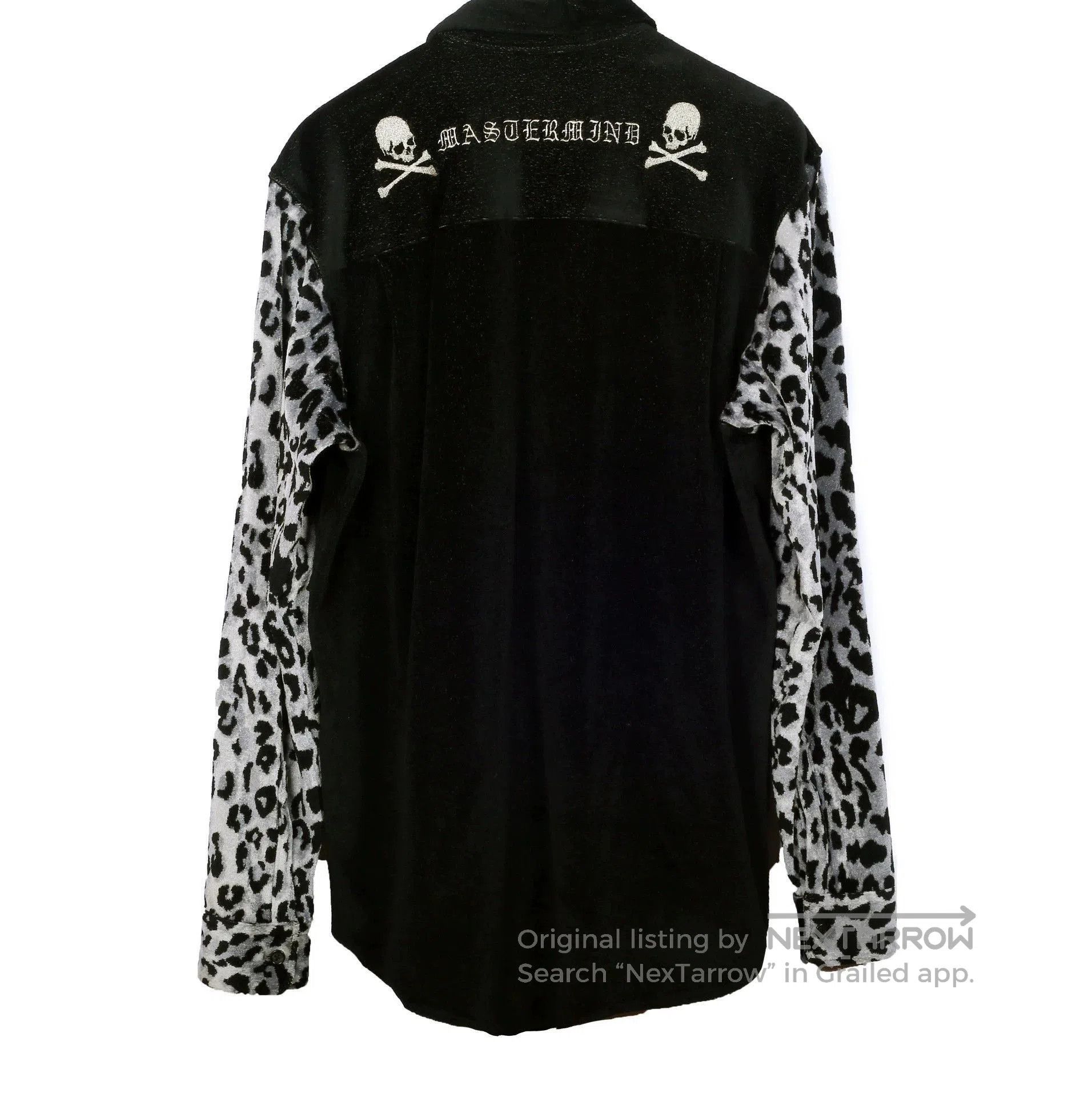 Mastermind Japan Black XXL Button-Up Shirt with Leopard Sleeves & Skull. Size US XXL / EU 58 / 5 - 1 Thumbnail