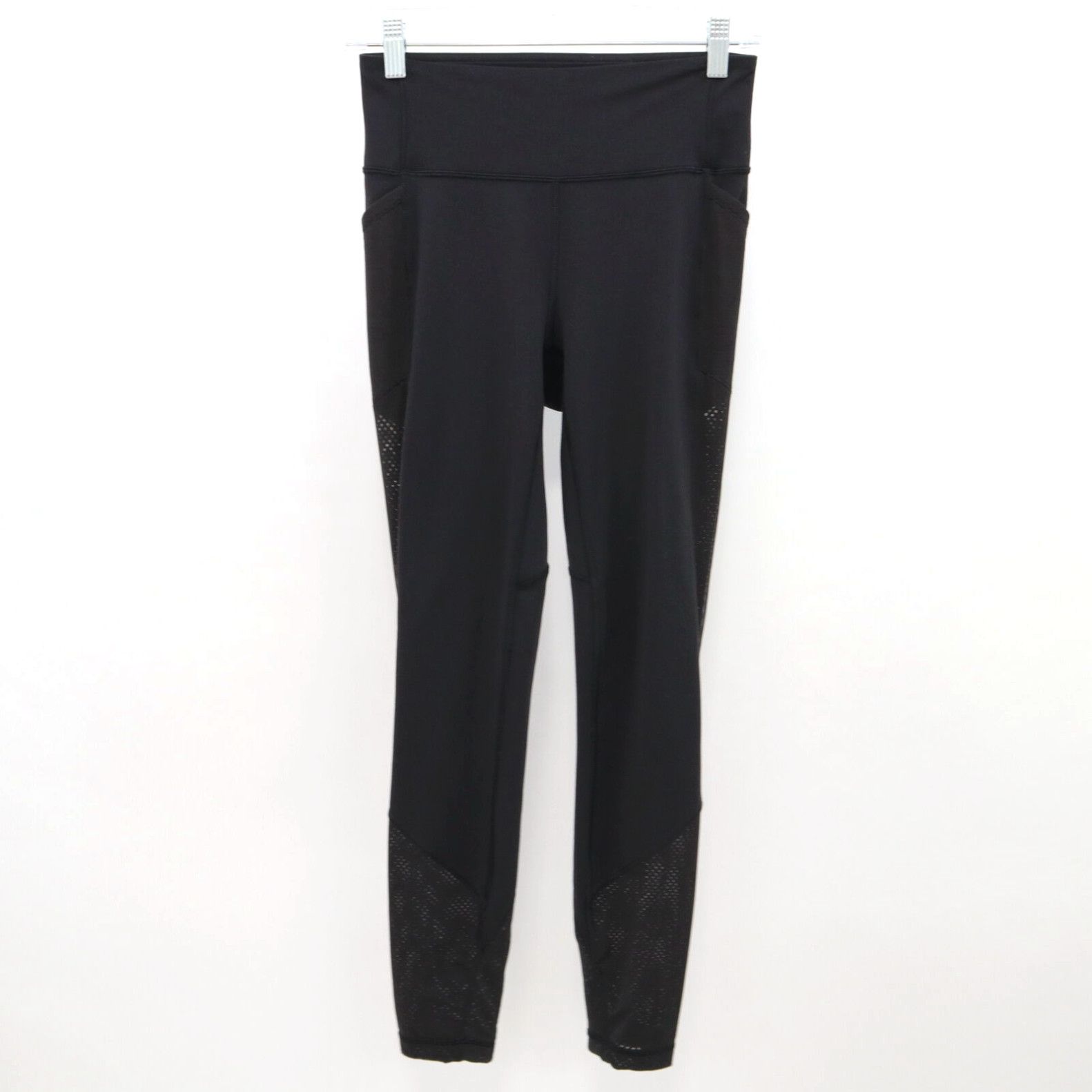 image of Lululemon Fit Physique Tight Leggings Womens 4 Black Mesh Stretch Yoga Pants in White