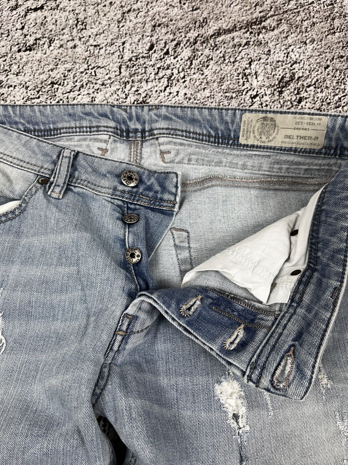 Diesel Vintage Y2K Diesel Belther-R faded denim jeans streetwear 33 Size US 33 - 4 Thumbnail