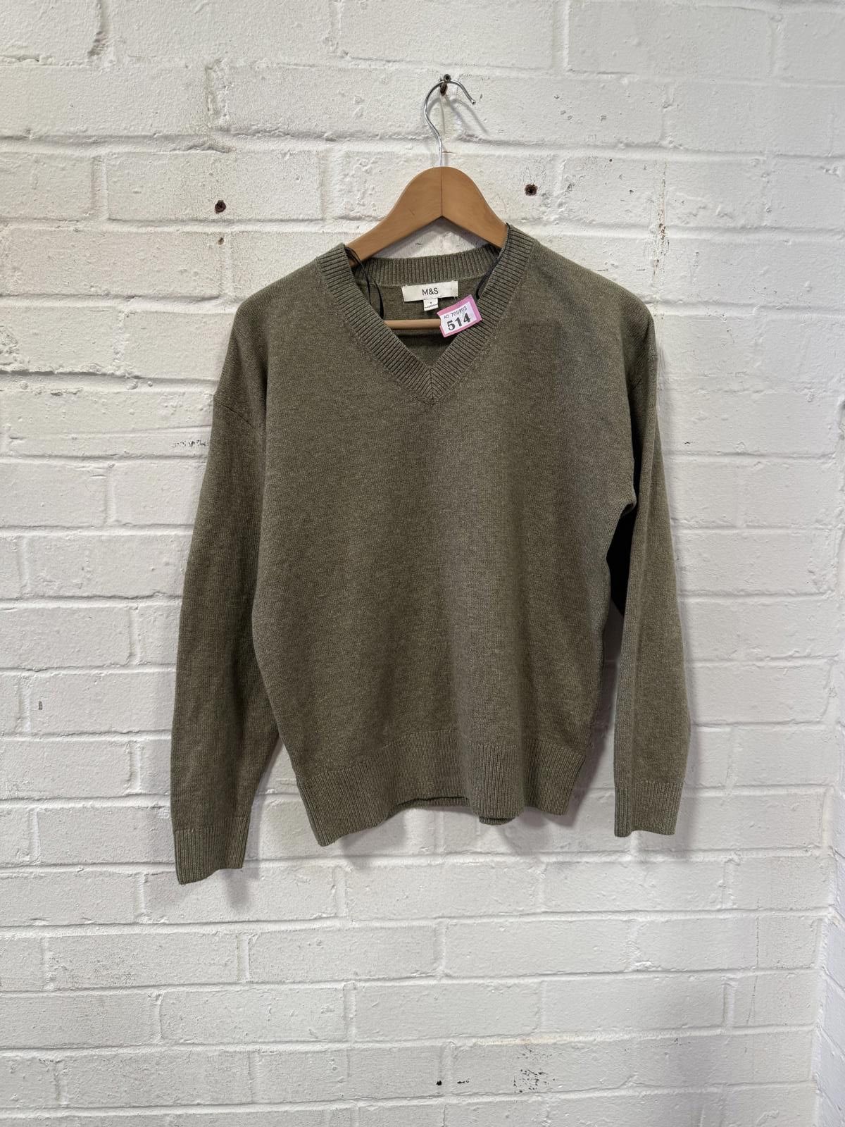 M.E. Sport M&S Olive Green V-Neck Sweater Size S / US 4 / IT 40 - 2 Thumbnail
