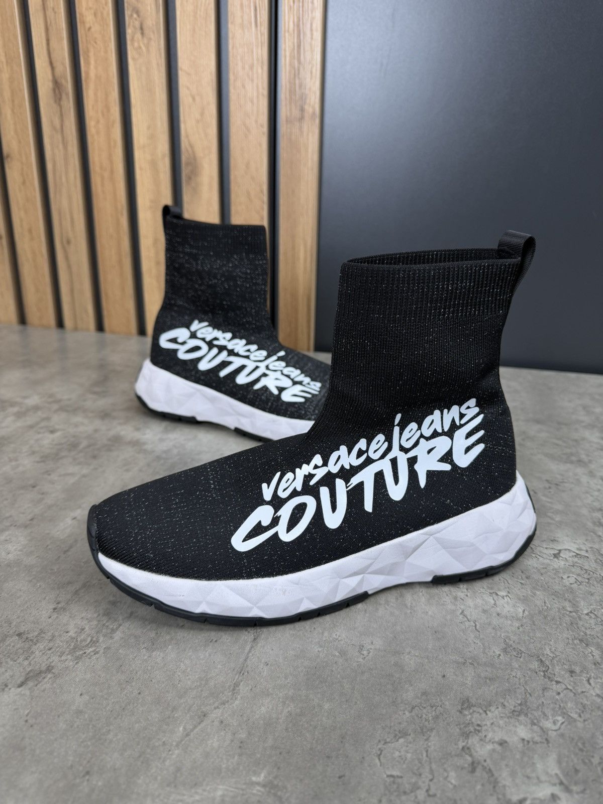 Versace Jeans Couture Versace Jeans Couture Sock Sneakers Black Logo Knit Size 40 Size US 10 / IT 40 - 7 Thumbnail