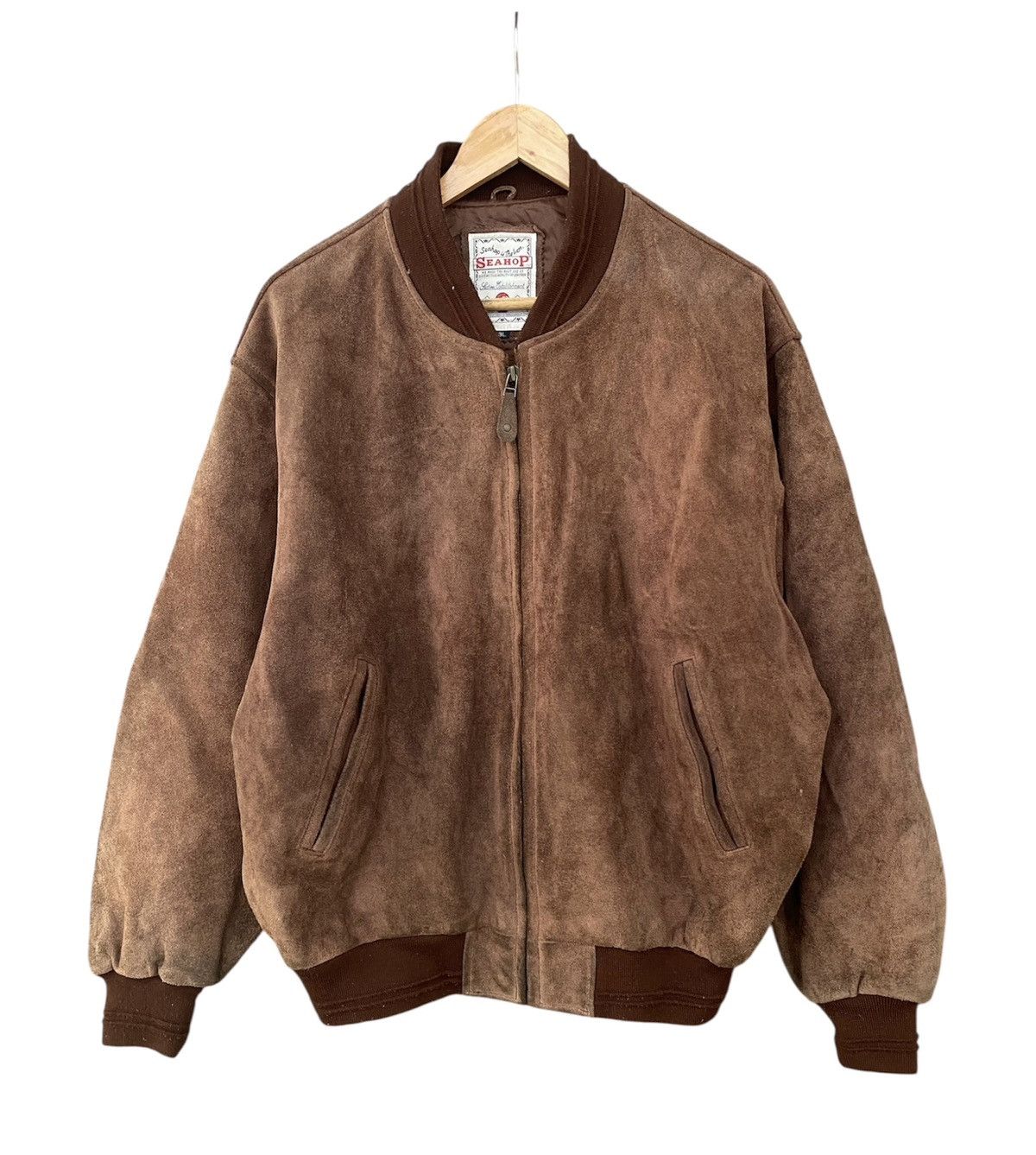 Japanese Brand Seashop Suede Leather Bomber Jacket Size US L / EU 52-54 / 3 - 1 Thumbnail