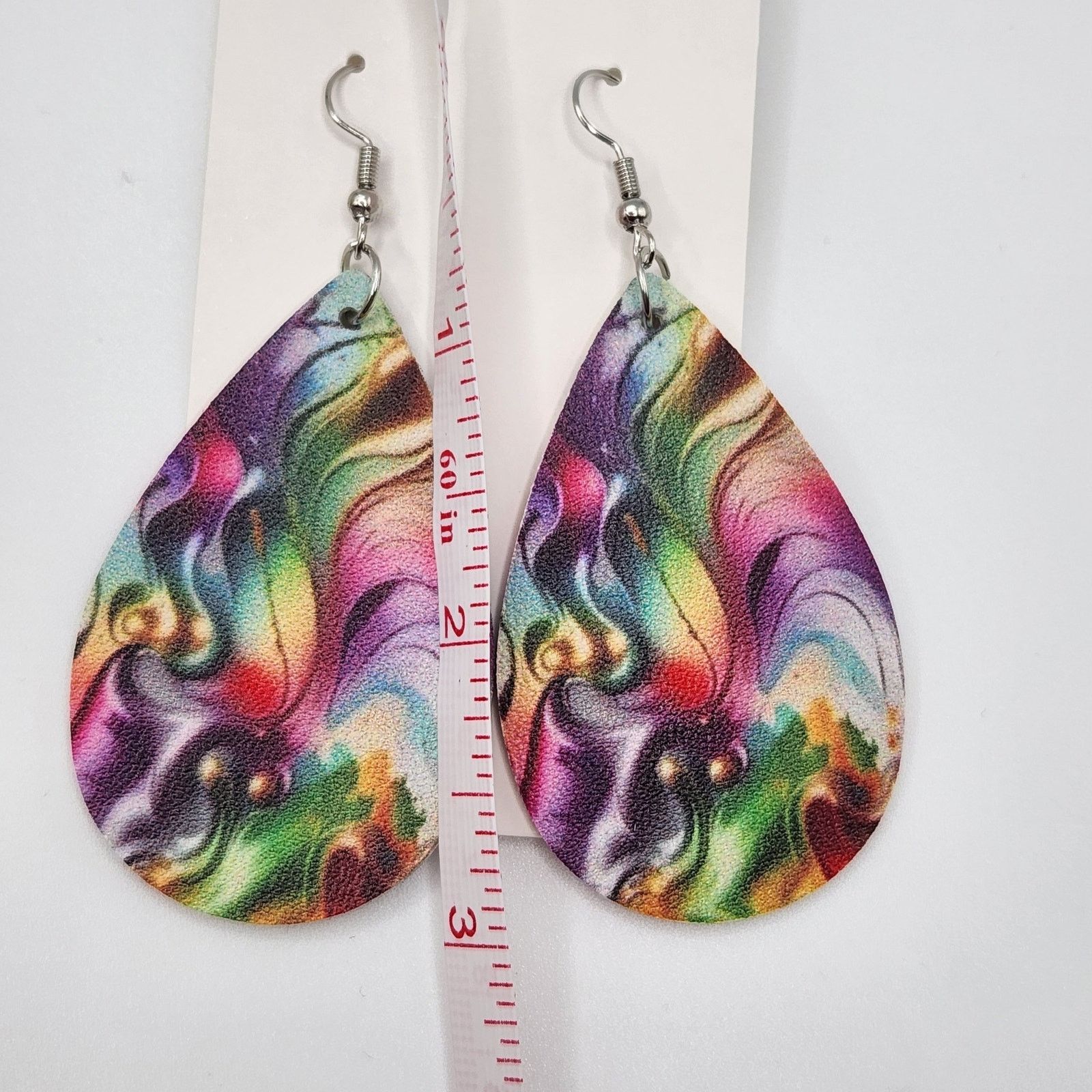 Other Floral Wave Faux Leather Teardrop Earrings Purple & Pink New Size ONE SIZE - 4 Thumbnail