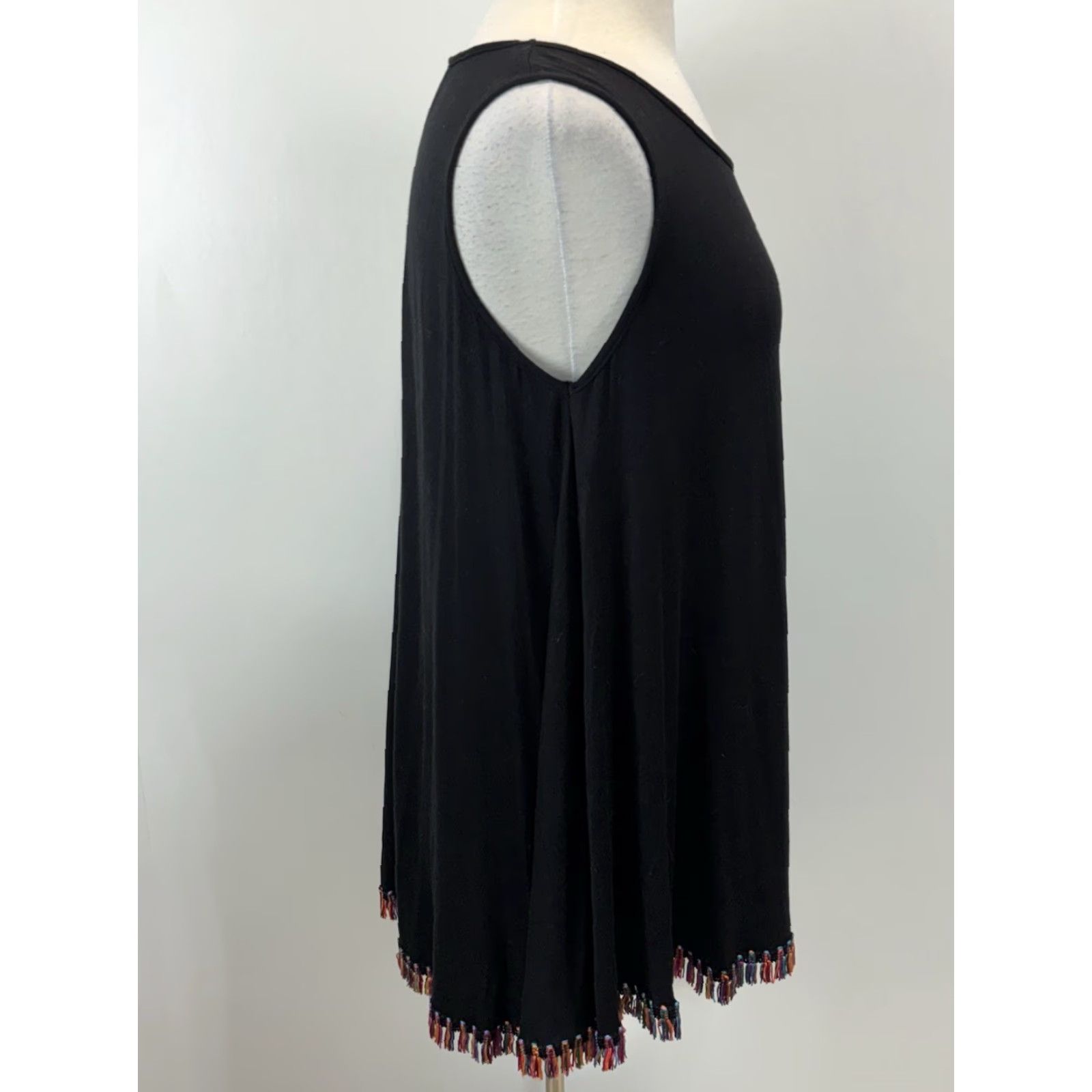 Vintage Judith March Swim Tank Top Shirt Sz Medium Black Tassel Fringe Hem Oversized Size M / US 6-8 / IT 42-44 - 4 Thumbnail