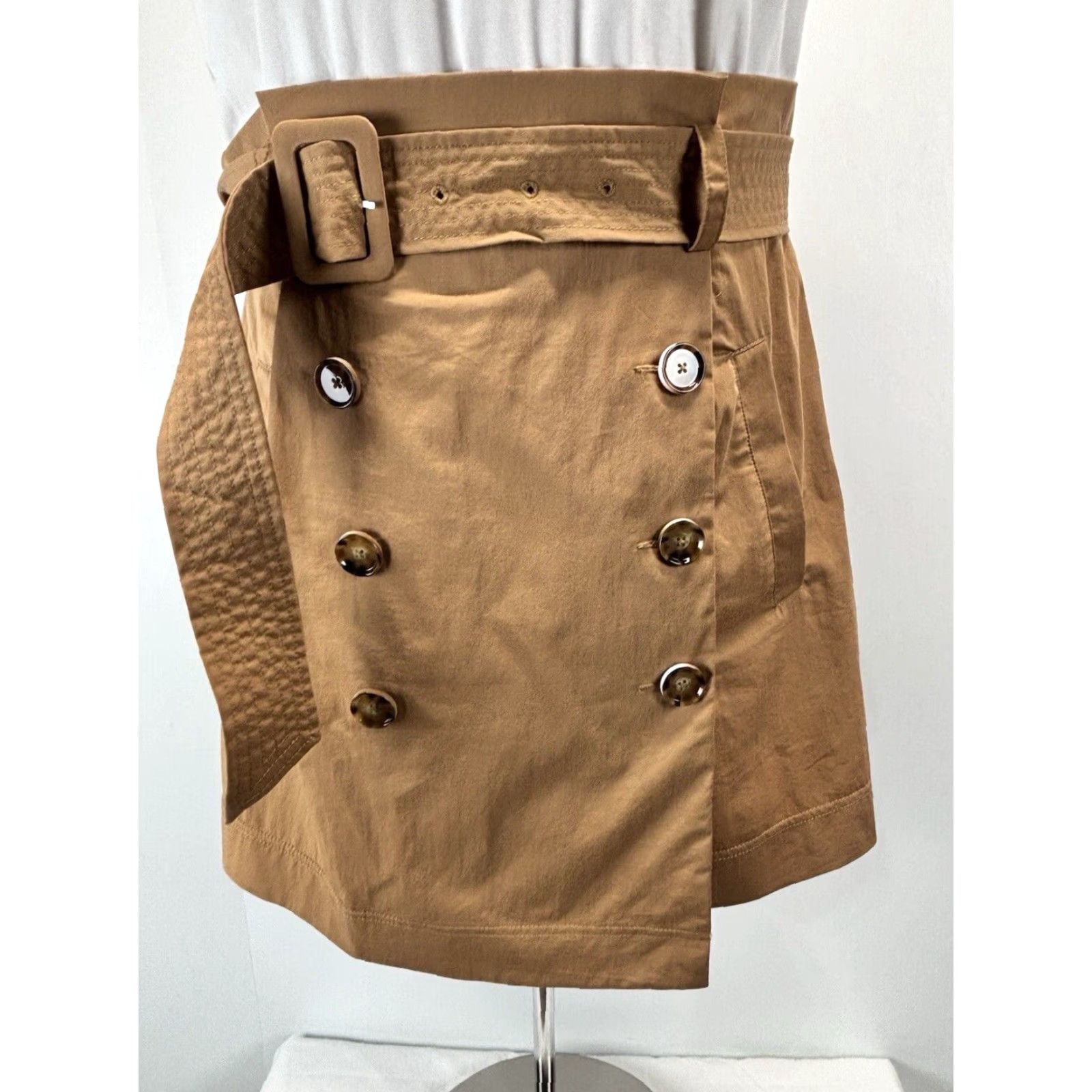 Veronica Beard VERONICA BEARD Melany Layered Look Dress Women's XL Belted Short Sleeve White Brown Mini Dress: Regular Size, Casual 2020s Size XL / US 12-14 / IT 48-50 - 6 Thumbnail