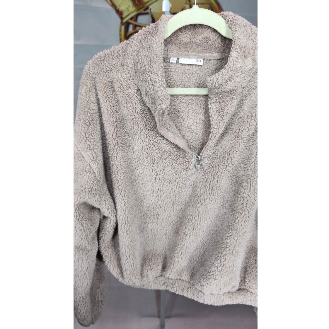 Other So Brand Taupe Faux Fur Half Zip Pullover Sweater Size XL Size XL / US 12-14 / IT 48-50 - 3 Thumbnail