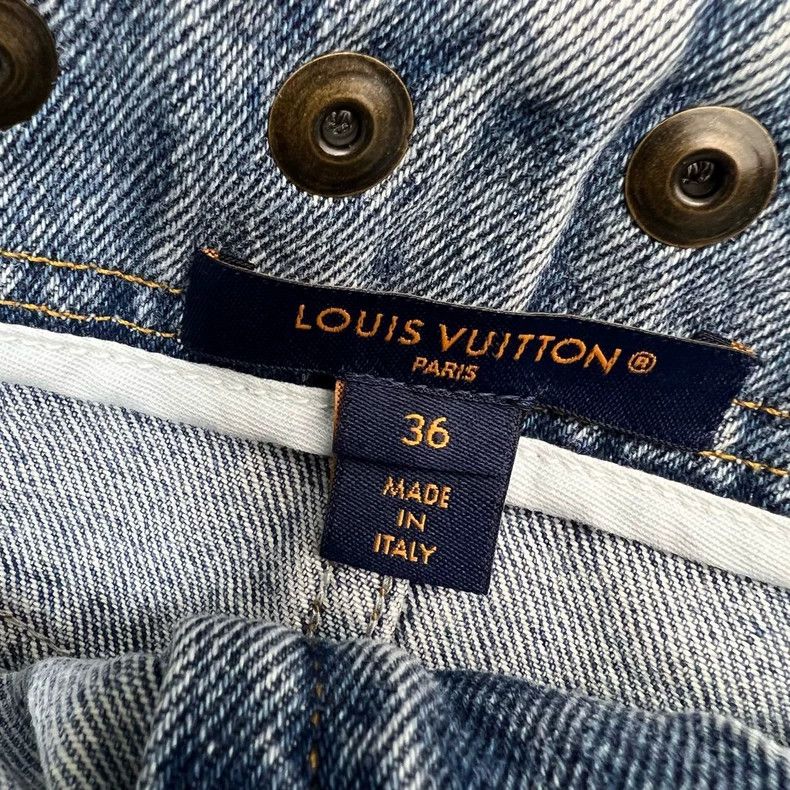Louis Vuitton Louis Vuitton Leather denim skirt at the back skirt Size 35" - 3 Thumbnail