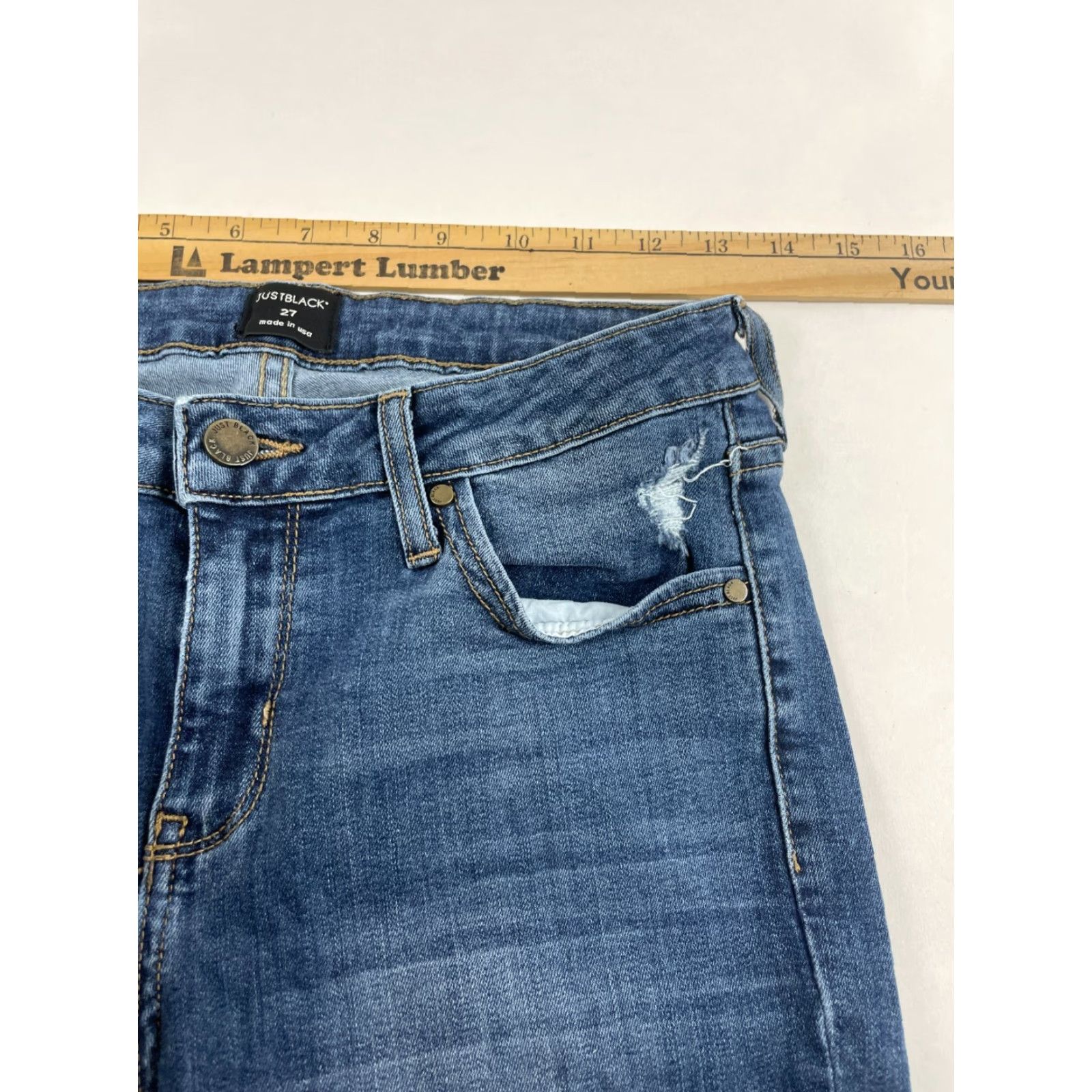 Denime JUST BLACK Jeans Women's 27 Blue Denim Skinny Mid Rise Distressed Pockets Size 27" / US 4 / IT 40 - 6 Thumbnail