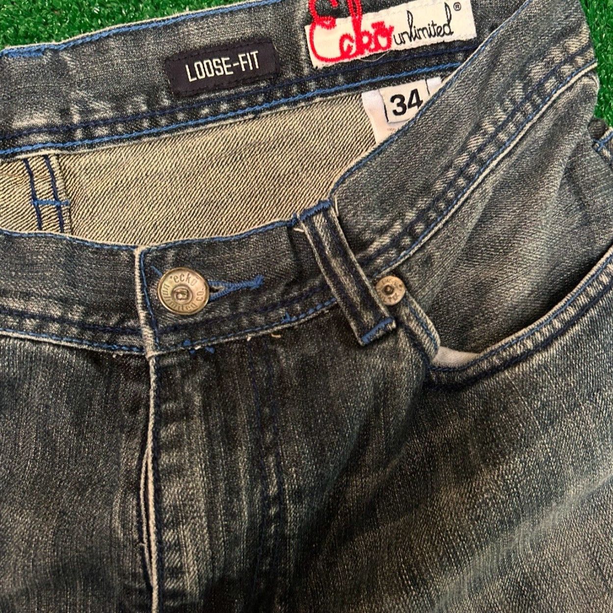 Ecko Unltd. VINTAGE Ecko UNLTD Jeans Skater Grunge Y2K Straight Loose Fit Mens 34 34x34 Blue Size US 34 / EU 50 - 4 Thumbnail
