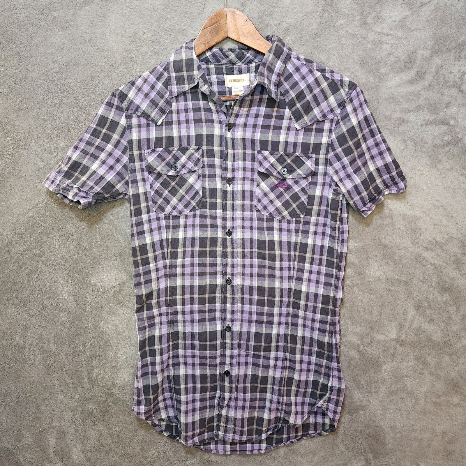 Diesel Diesel Y2K Women's S Long Fit Purple Plaid Shirt Size S / US 4 / IT 40 - 1 Thumbnail
