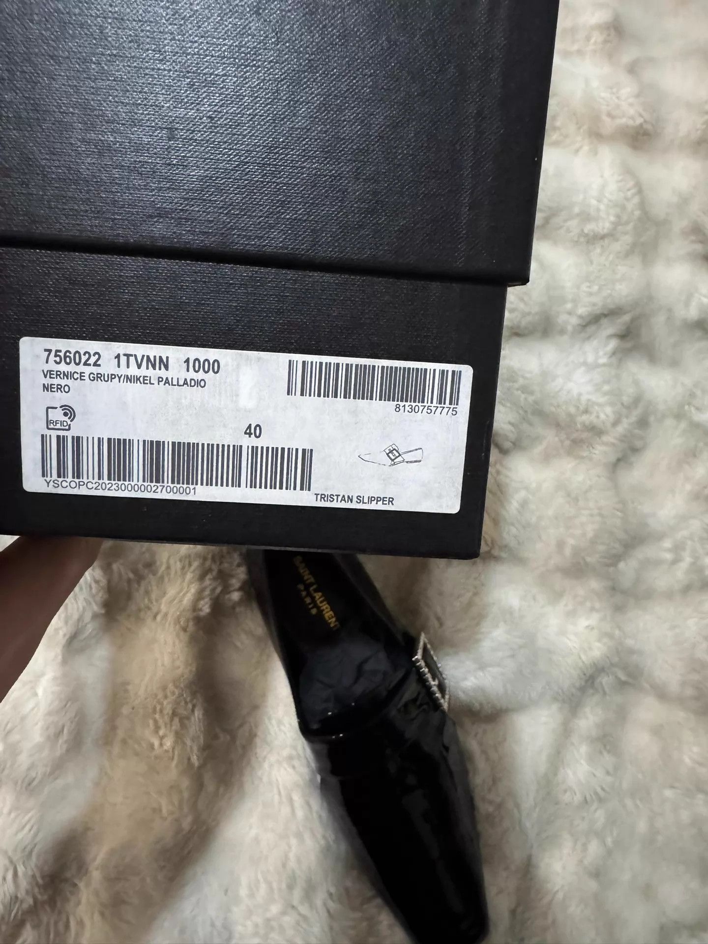 Saint Laurent Paris SLP Men's Crystal Square Buckle Patent Loafers 40 Size US 7 / EU 40 - 8 Thumbnail