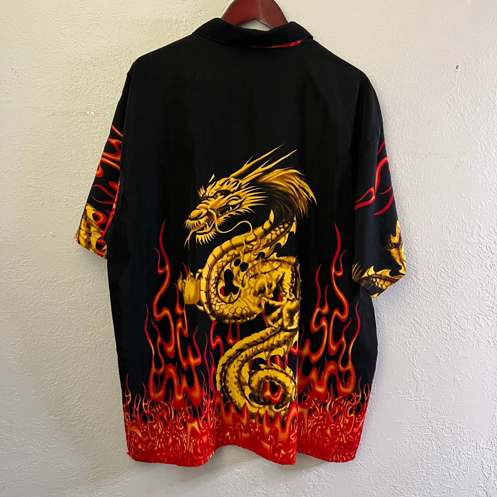 Vintage Vintage KNU Button Up Shirt Japanese Dragon Flames Mens XL Size US XL / EU 56 / 4 - 9 Thumbnail