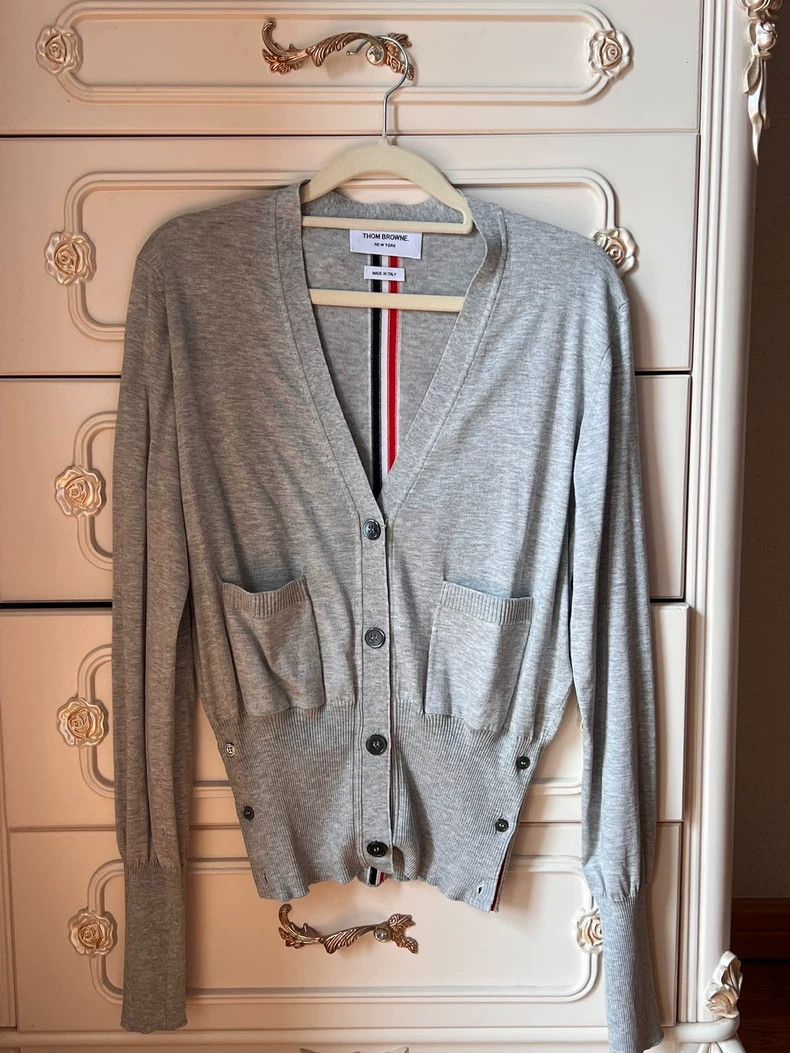 Thom Browne Thom Browne Light Gray Cardigan - dmc Size US L / EU 52-54 / 3 - 1 Thumbnail