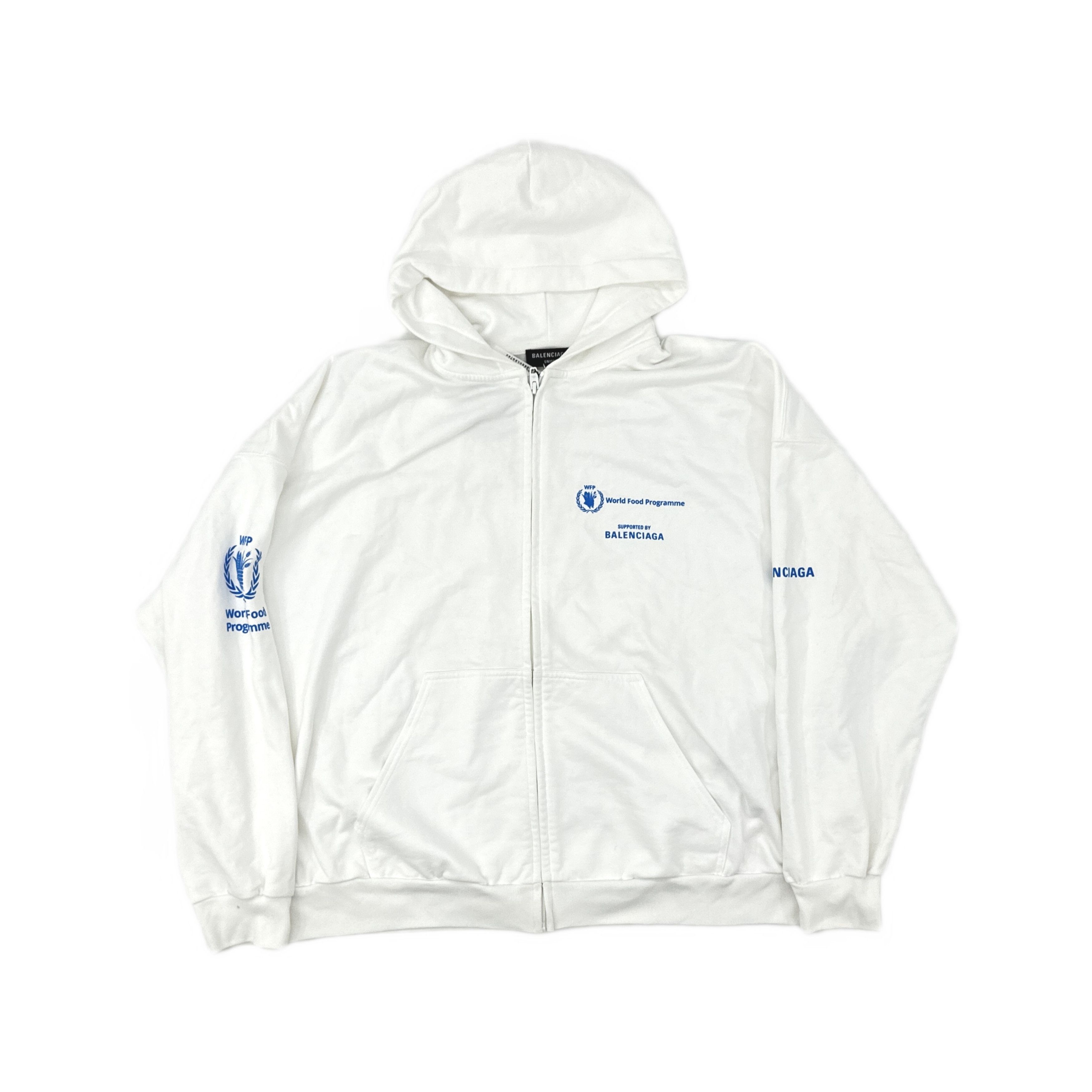 Balenciaga Balenciaga Paris Soccer Zip Up Hoodie White | Grailed