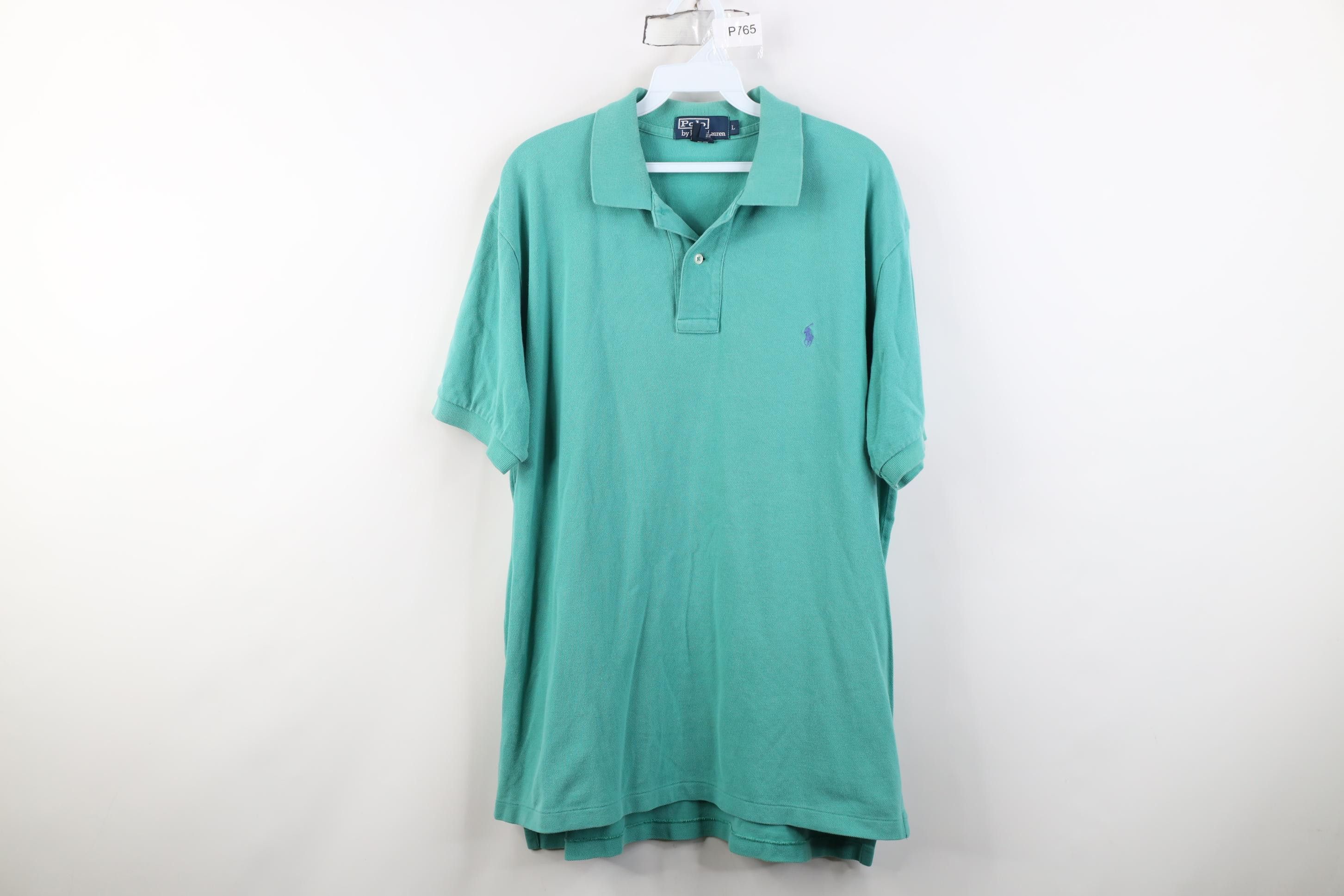 Polo Ralph Lauren Vintage 90s Ralph Lauren Pique Cotton Knit Golf Polo Teal Size US L / EU 52-54 / 3 - 1 Thumbnail
