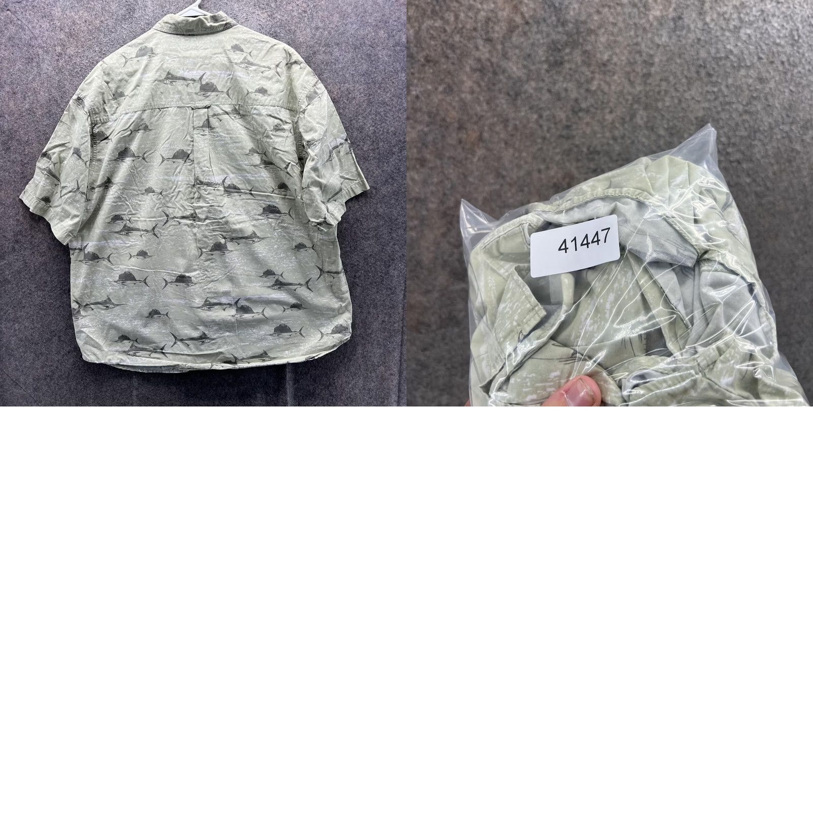 Vintage Columbia Shirt Mens XL Green Cotton Short Sleeve Button Front Casual Fish Print Size US XL / EU 56 / 4 - 8 Thumbnail