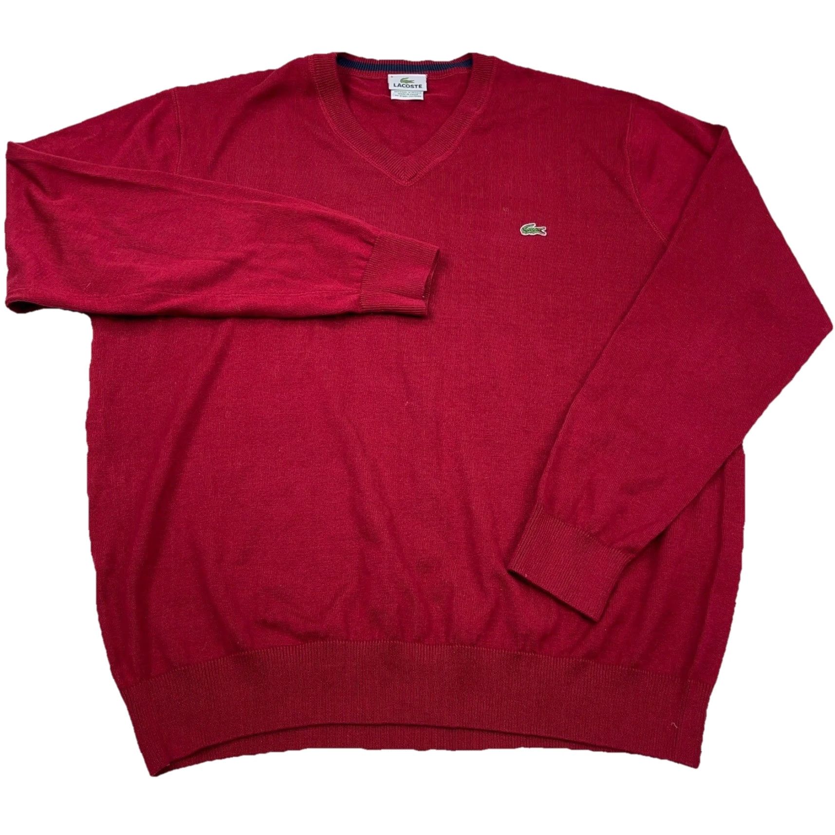 Lacoste Lacoste Sweater Men XL Red V-Neck Lightweight Knit Pullover Logo Zipper Button Embroidered Golf Classic Preppy Sports Size US XL / EU 56 / 4 - 2 Thumbnail