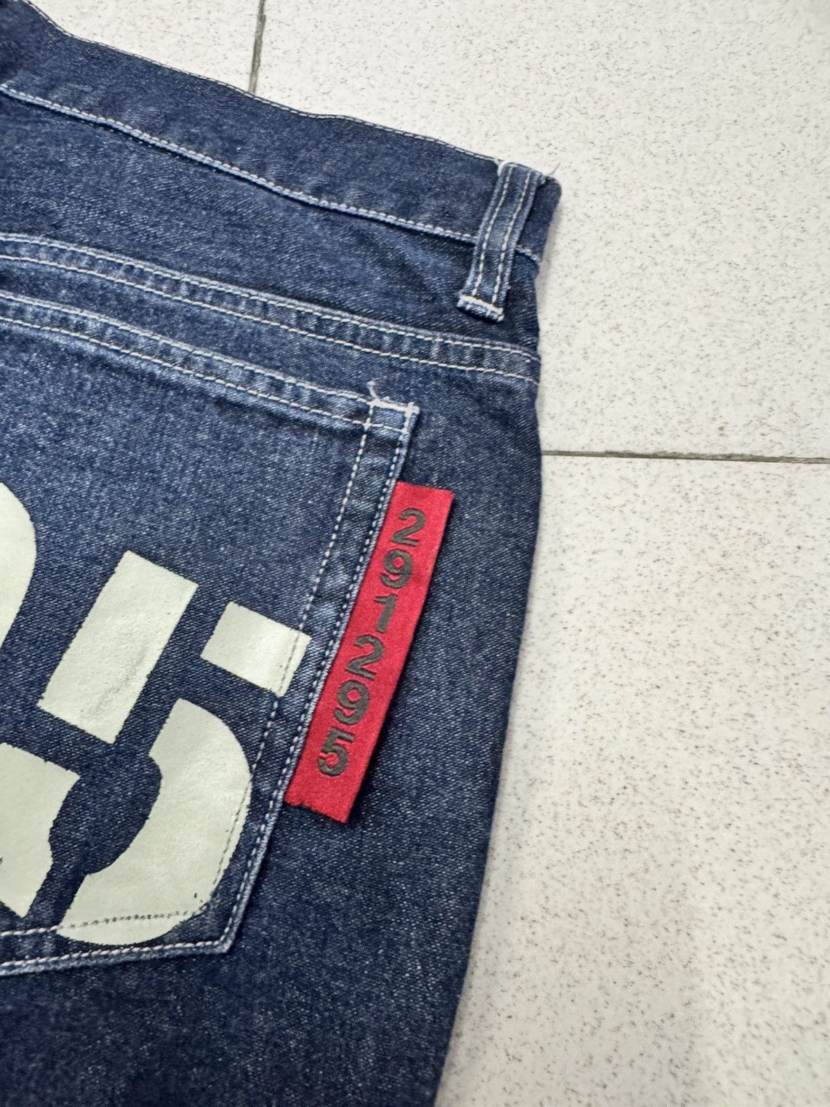 291295=Homme 291295 HOMME SPELLOUT THREE QUARTER DENIM PANTS Size US 32 / EU 48 - 3 Thumbnail