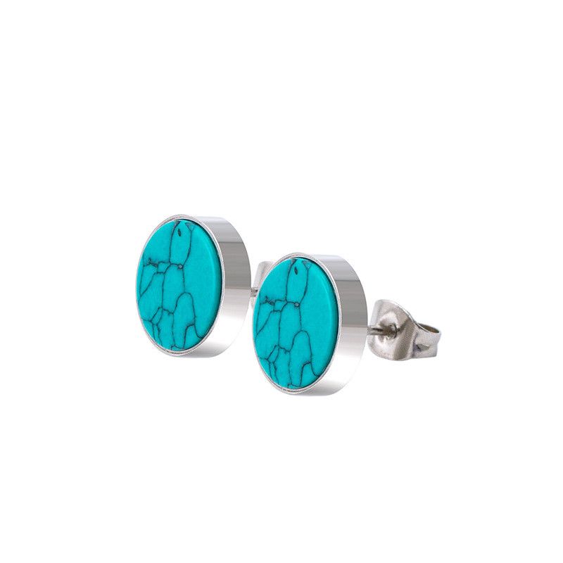 Jewelry Turquoise Stone Vibe Earrings One Pairs Chrome Jewelry Size ONE SIZE - 6 Thumbnail