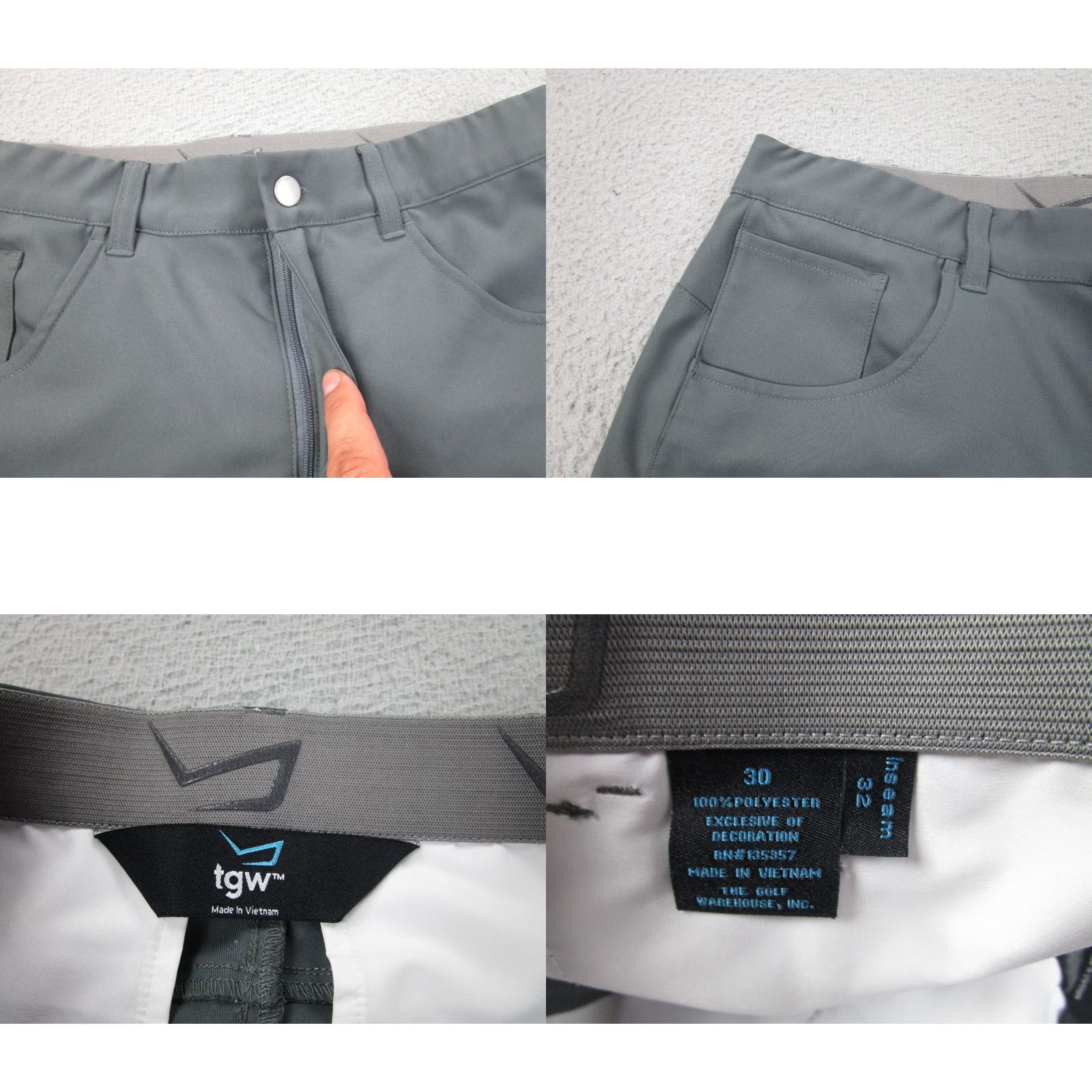 Warehouse TGW Mens Pants 30x32 Gray Tech Performance Golf Warehouse Casual Daily Preppy Size US 30 / EU 46 - 8 Thumbnail