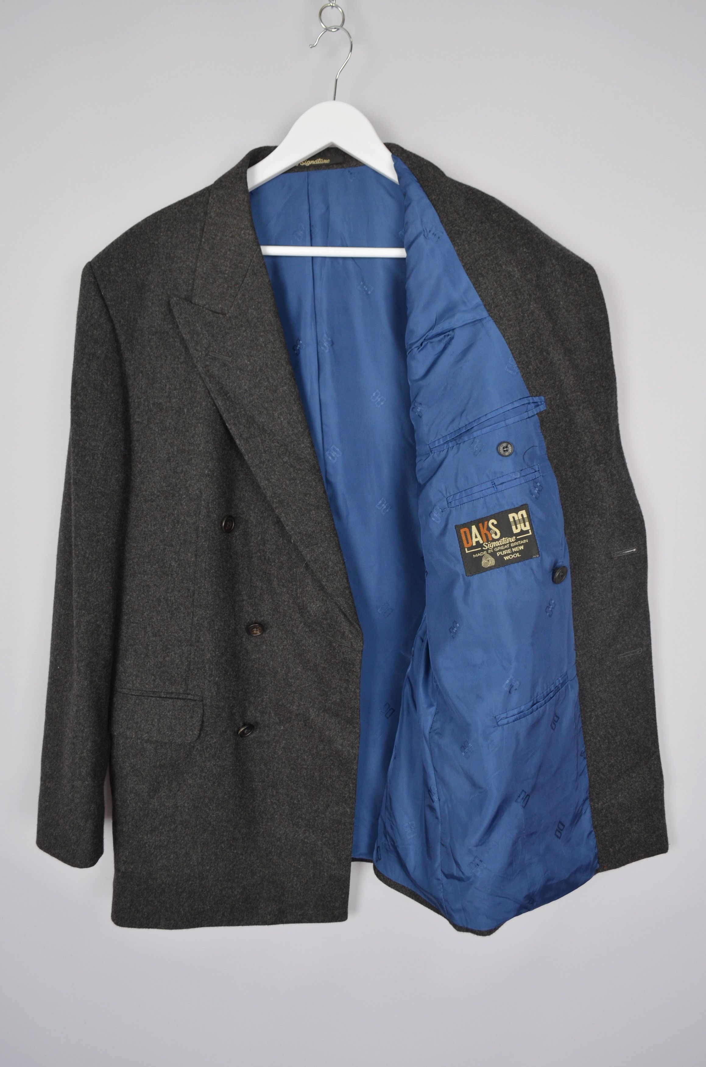 DAKS × Designer DAKS London Vintage Wool Dobuel Breasted Jacket US40/EU50 Size 40R - 5 Thumbnail