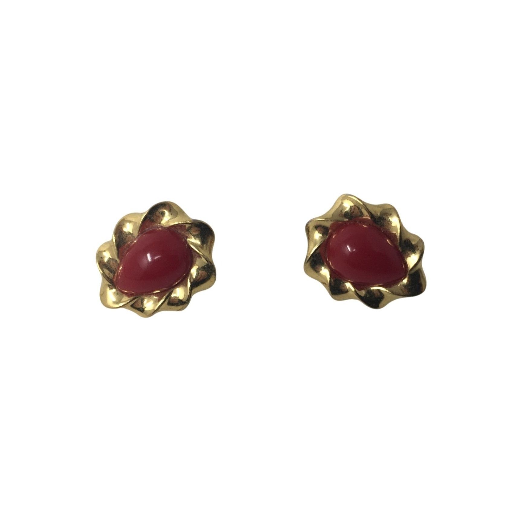 Monet Women's Monet Red and Gold tone Clip On Earrings Size ONE SIZE - 1 Thumbnail