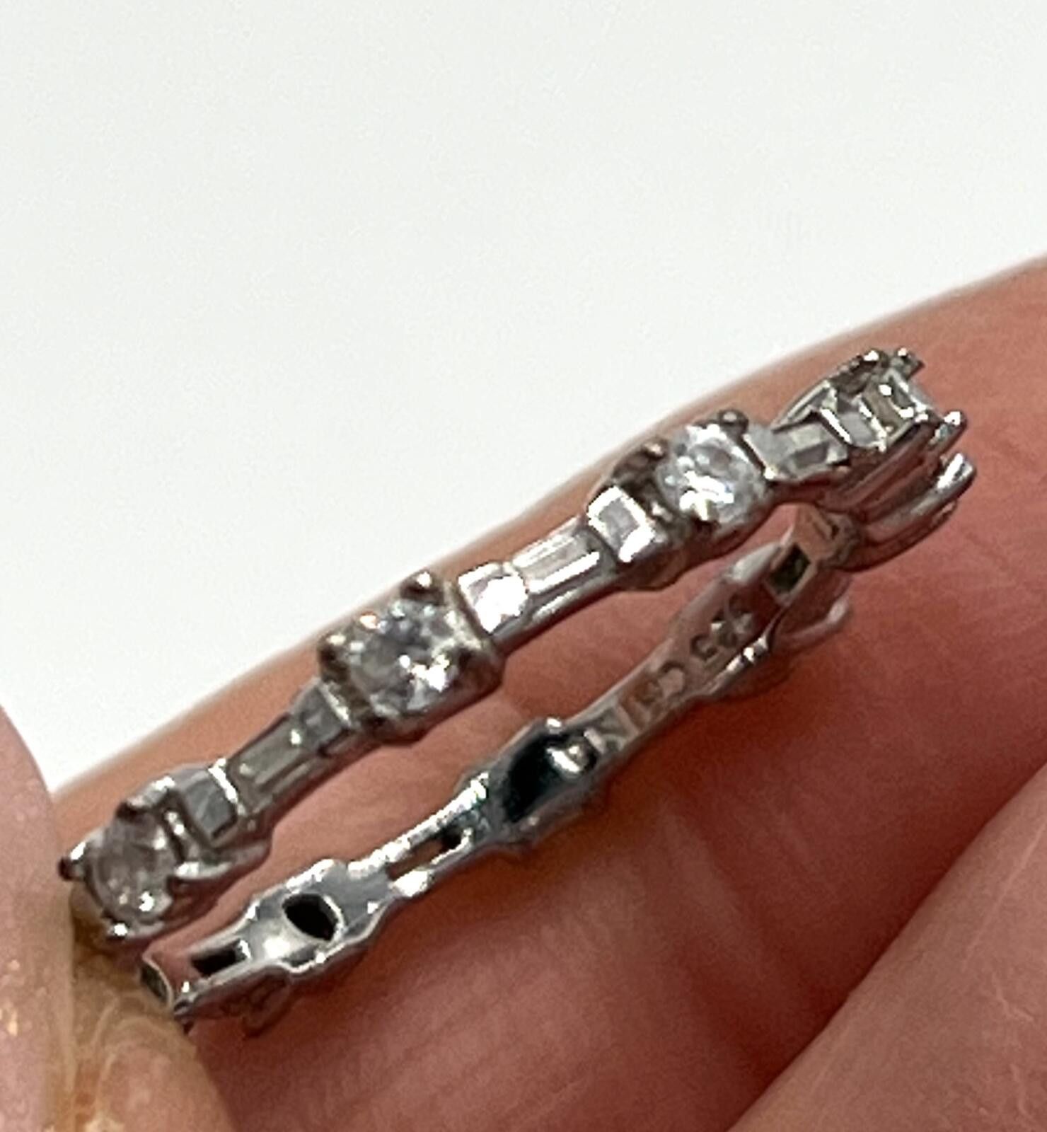 Other Prong Set Cubic Zirconia Infinity Ring in Sterling Silver Size ONE SIZE - 2 Thumbnail