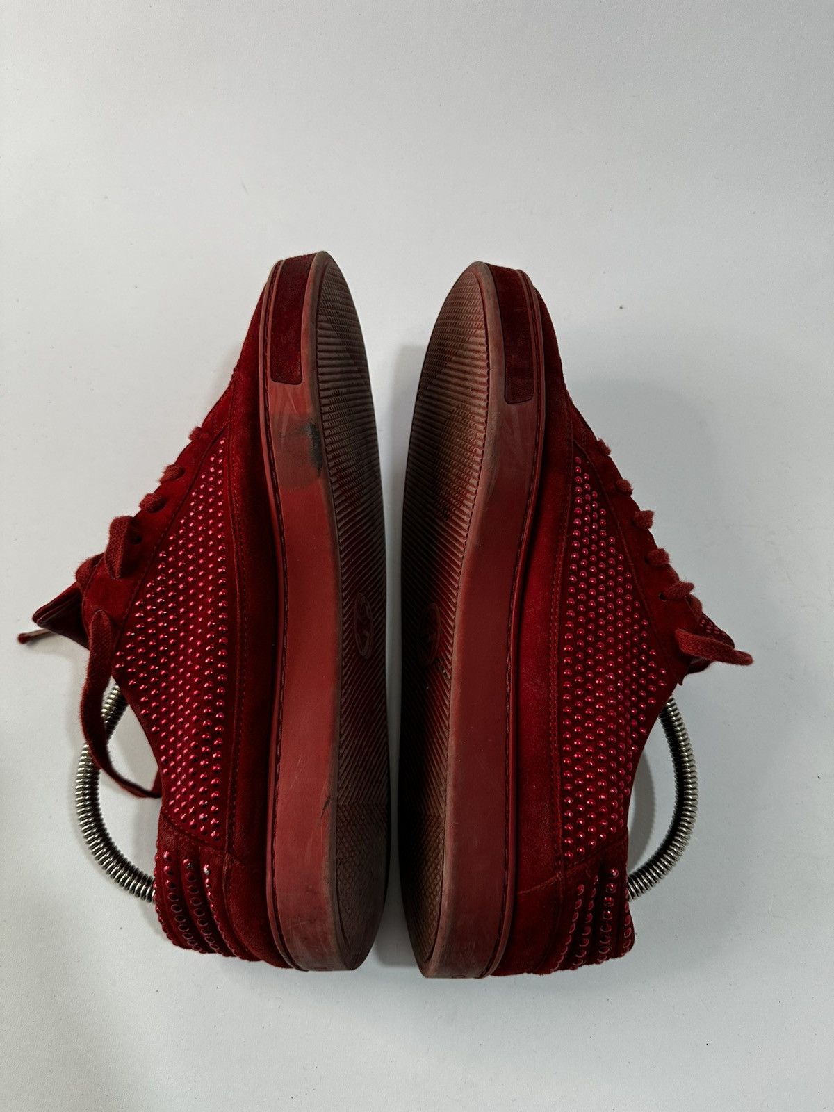 Gucci Gucci Red Suede Studded Limited Edition Low Top Sneakers. Size US 8 / EU 41 - 10 Thumbnail