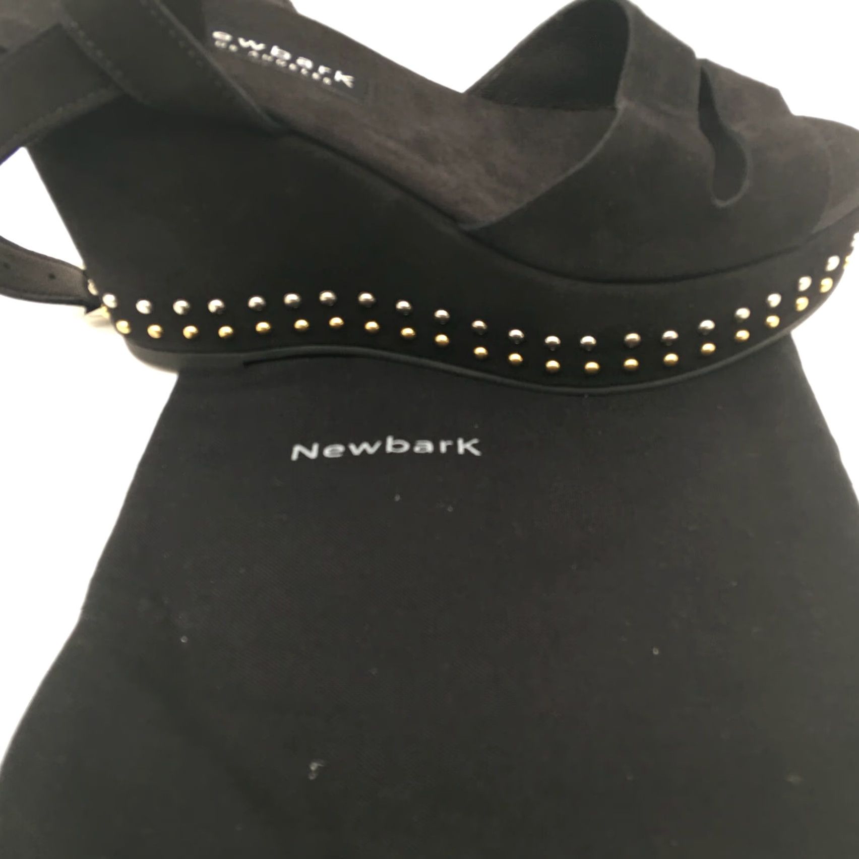 Vintage Newbark Black Suede Platform Wedge Sandal Ankle Strap Cutout Size 8 Womens Size US 8 / IT 38 - 5 Thumbnail