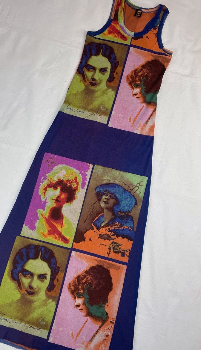 Jean Paul Gaultier SS2002 Jean Paul Gaultier Face Portrait Mesh Dress Vintage Size ONE SIZE - 3 Thumbnail