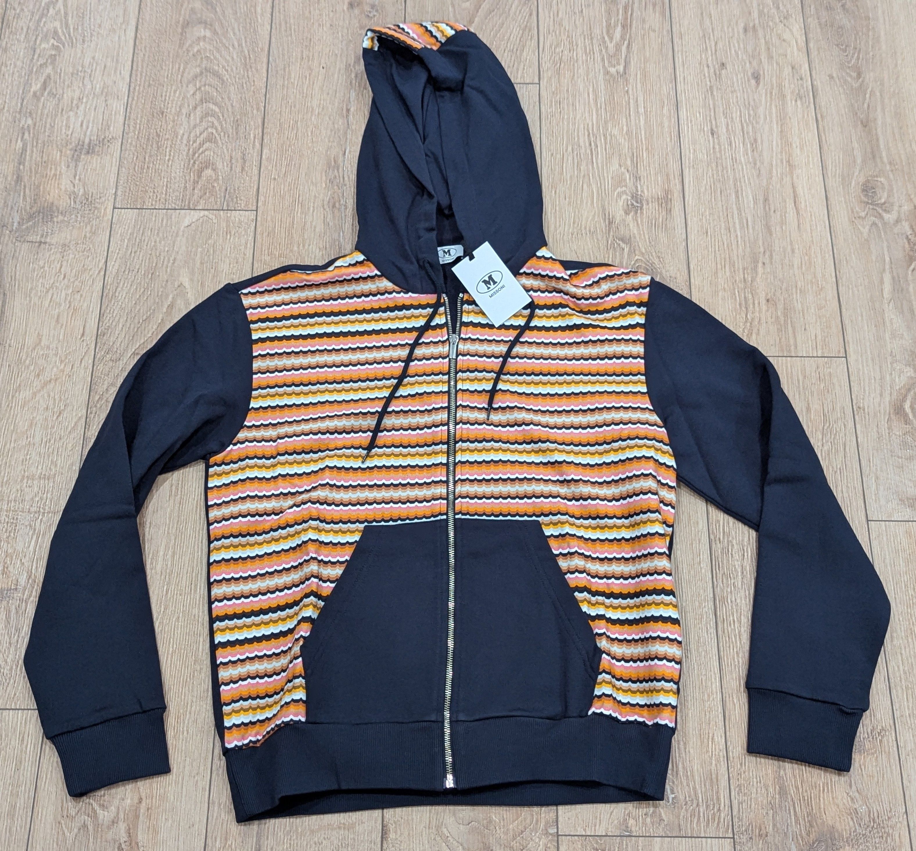 Missoni M Missoni Chevron Zip Up Hoodie Blue Multi Medium Size US M / EU 48-50 / 2 - 1 Thumbnail
