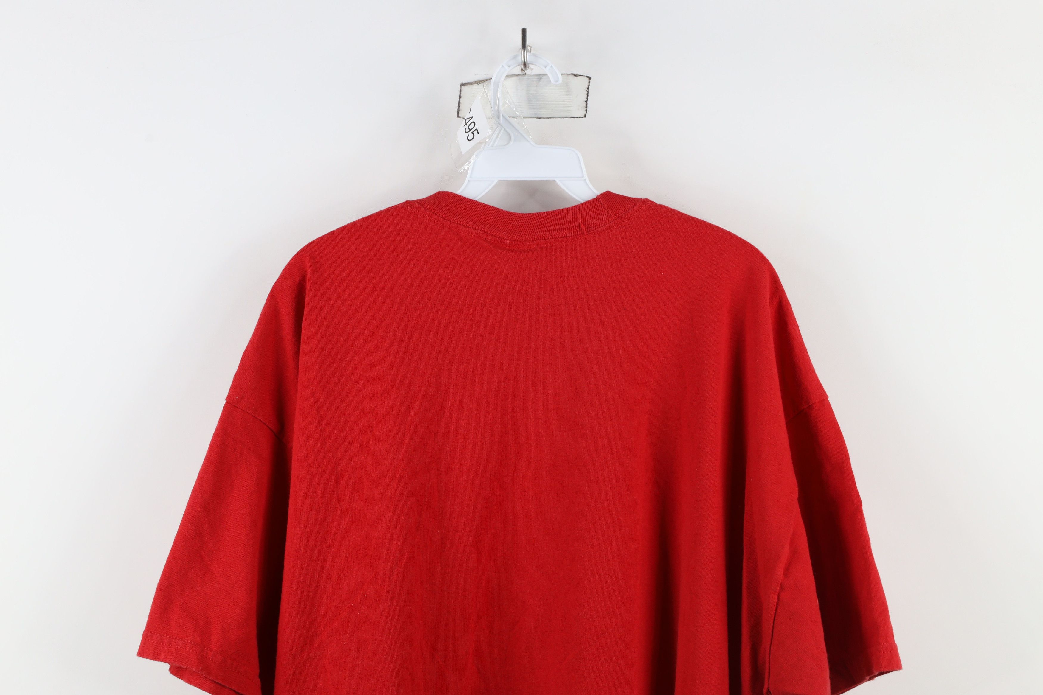 Vintage Vintage 90s Streetwear Distressed Blank Cotton T-Shirt Red Size US XXL / EU 58 / 5 - 10 Thumbnail