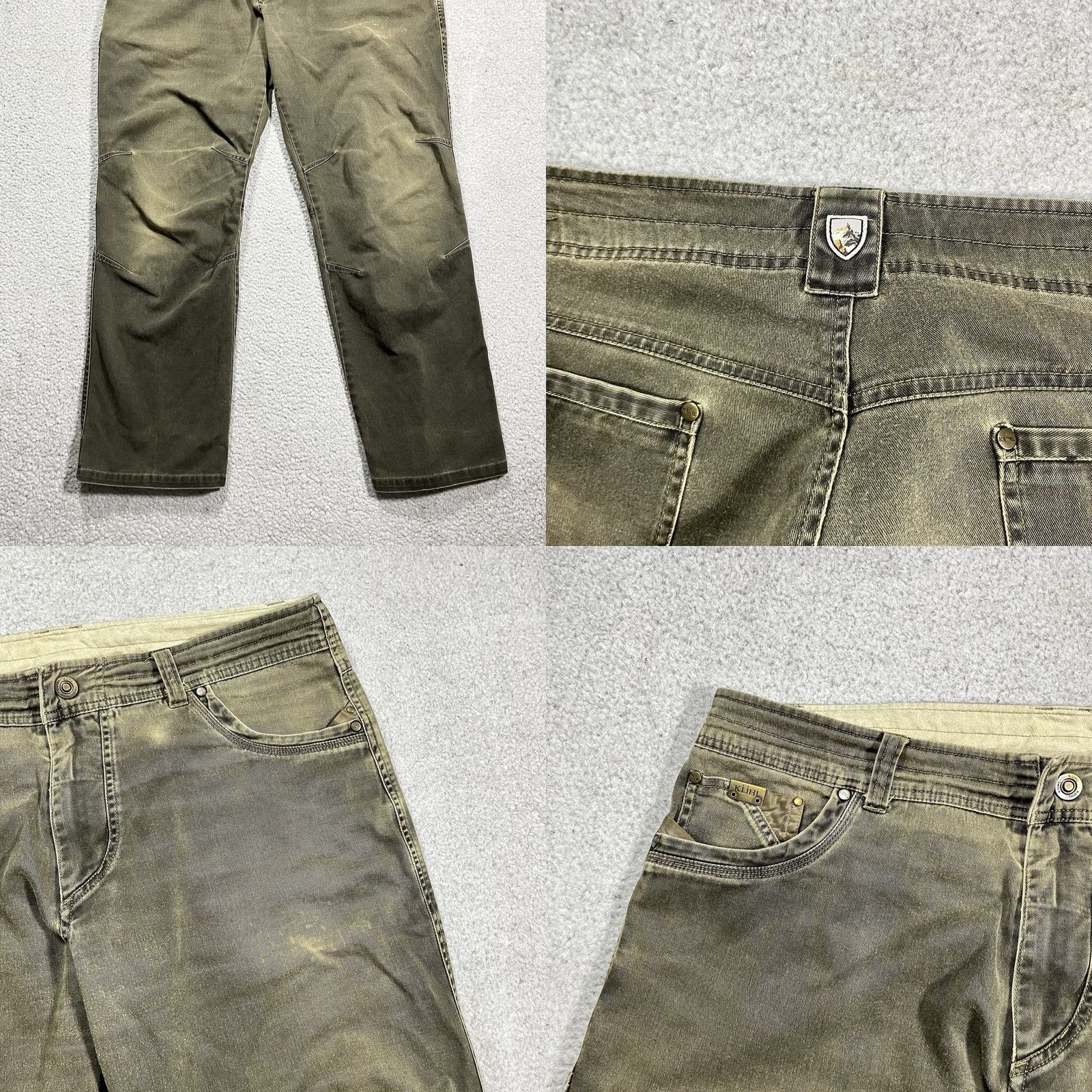 Vintage Kuhl Pants Mens 38x30 Patina Dye Easy Rydr Cargo Stretch Work 5-Pocket Green Cotton Regular Mens Size US 38 / EU 54 - 8 Thumbnail
