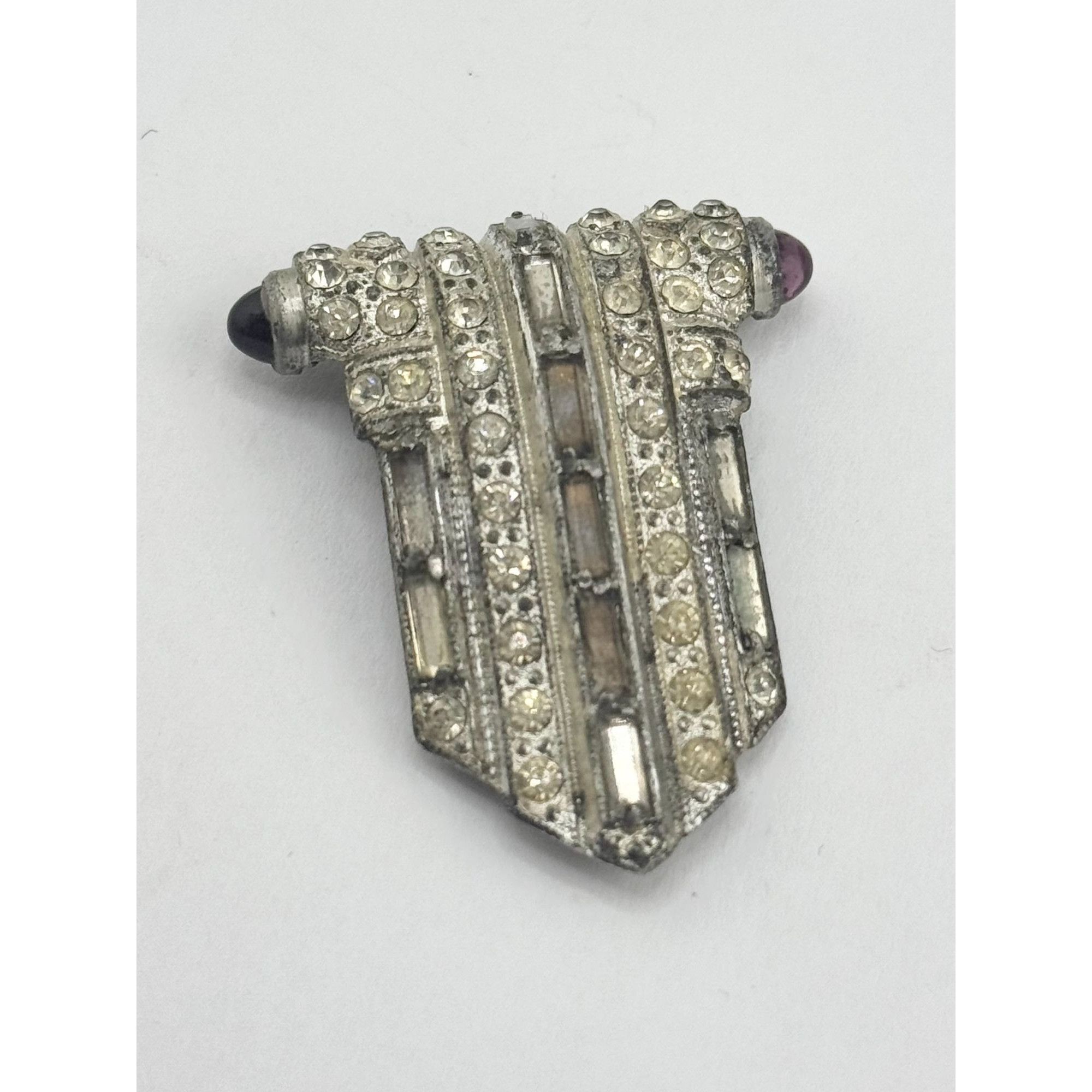 Vintage Estate art deco glass fur dress clip Size ONE SIZE - 3 Thumbnail