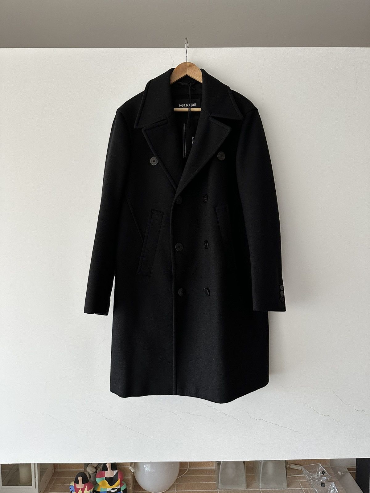 Neil Barrett Minimalist Double-Breasted Coat Black Medium Size US M / EU 48-50 / 2 - 1 Thumbnail