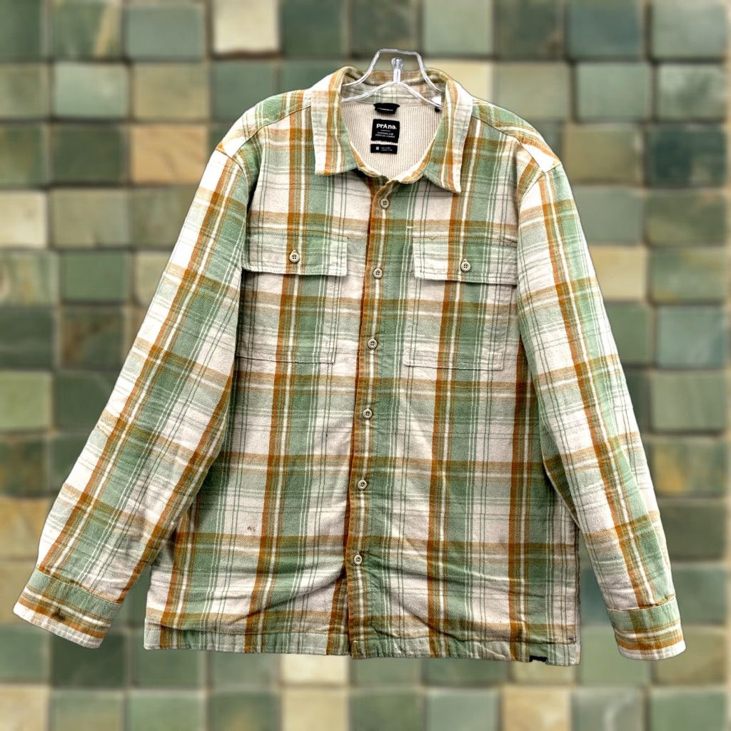 Prana prAna Shirt Men Medium Green Plaid Flannel Thermal Shacket Outdoor Camp Casual Workwear Size US M / EU 48-50 / 2 - 1 Thumbnail