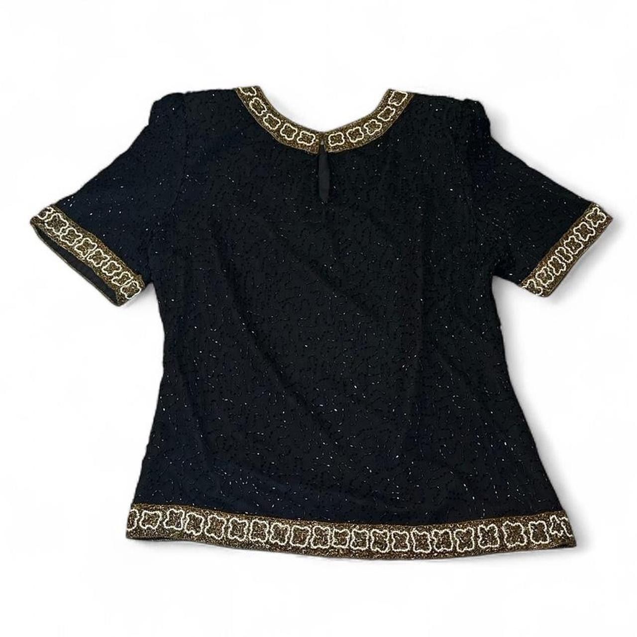 Vintage Silk Vintage Lawrence Kazar black and gold beaded top Size XS / US 0-2 / IT 36-38 - 5 Thumbnail