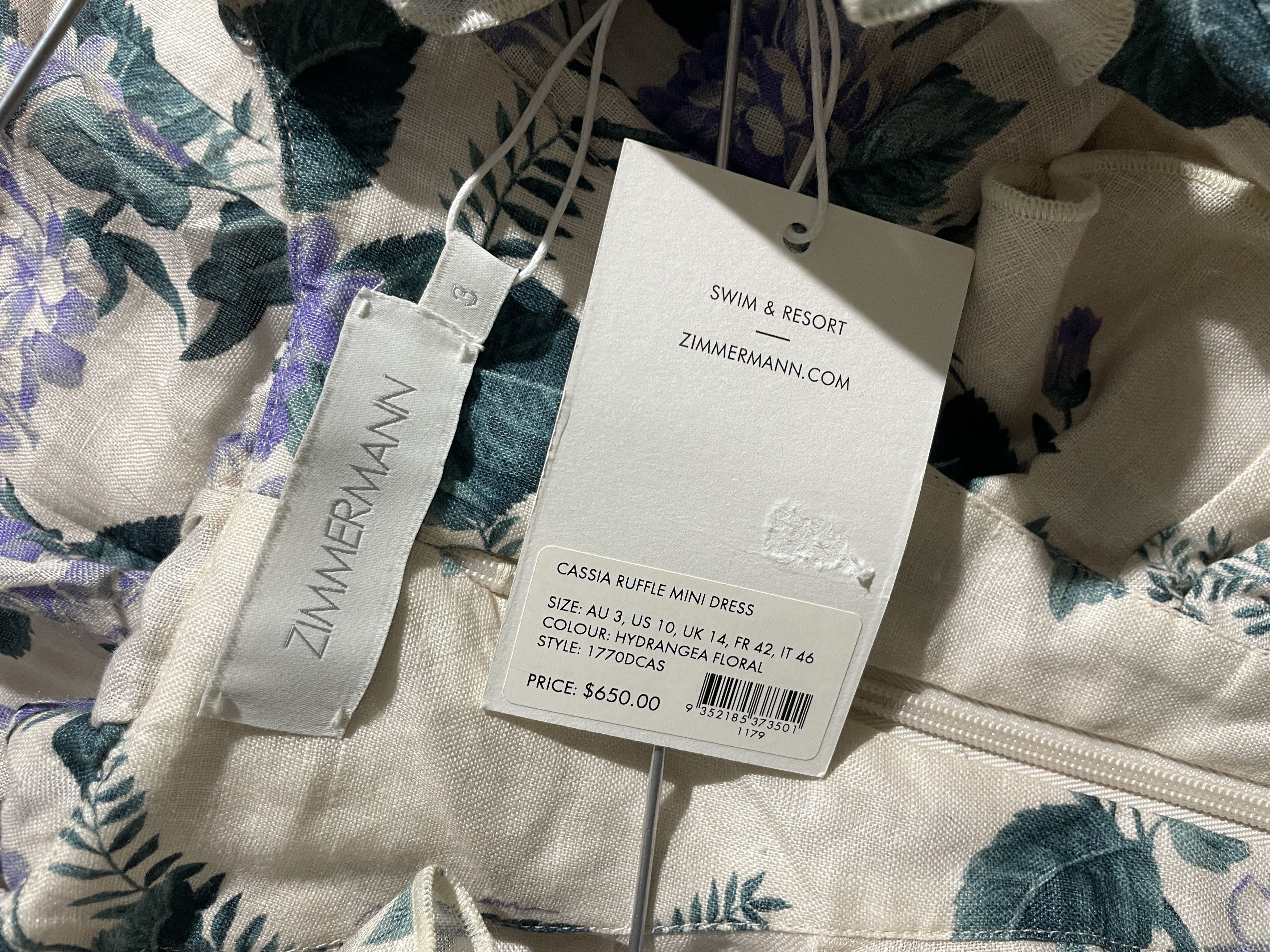 Zimmermann Cassia Ruffle Mini Dress Size L / US 10 / IT 46 - 8 Thumbnail