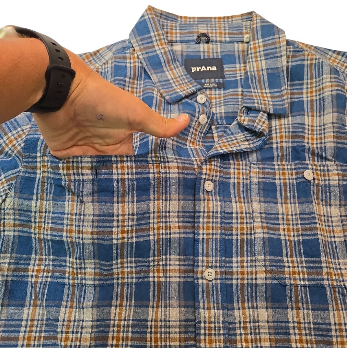 Prana Prana | Blue & Brown, Button Down, Check Shirt | Size Small Size US S / EU 44-46 / 1 - 5 Thumbnail