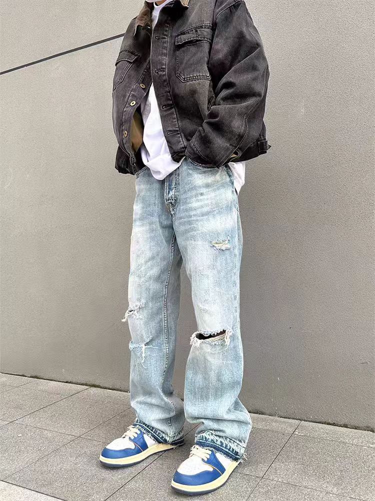 Designer × Jean × Vintage High street vintage light wash ripped baggy jeans Size US 34 / EU 50 - 2 Thumbnail