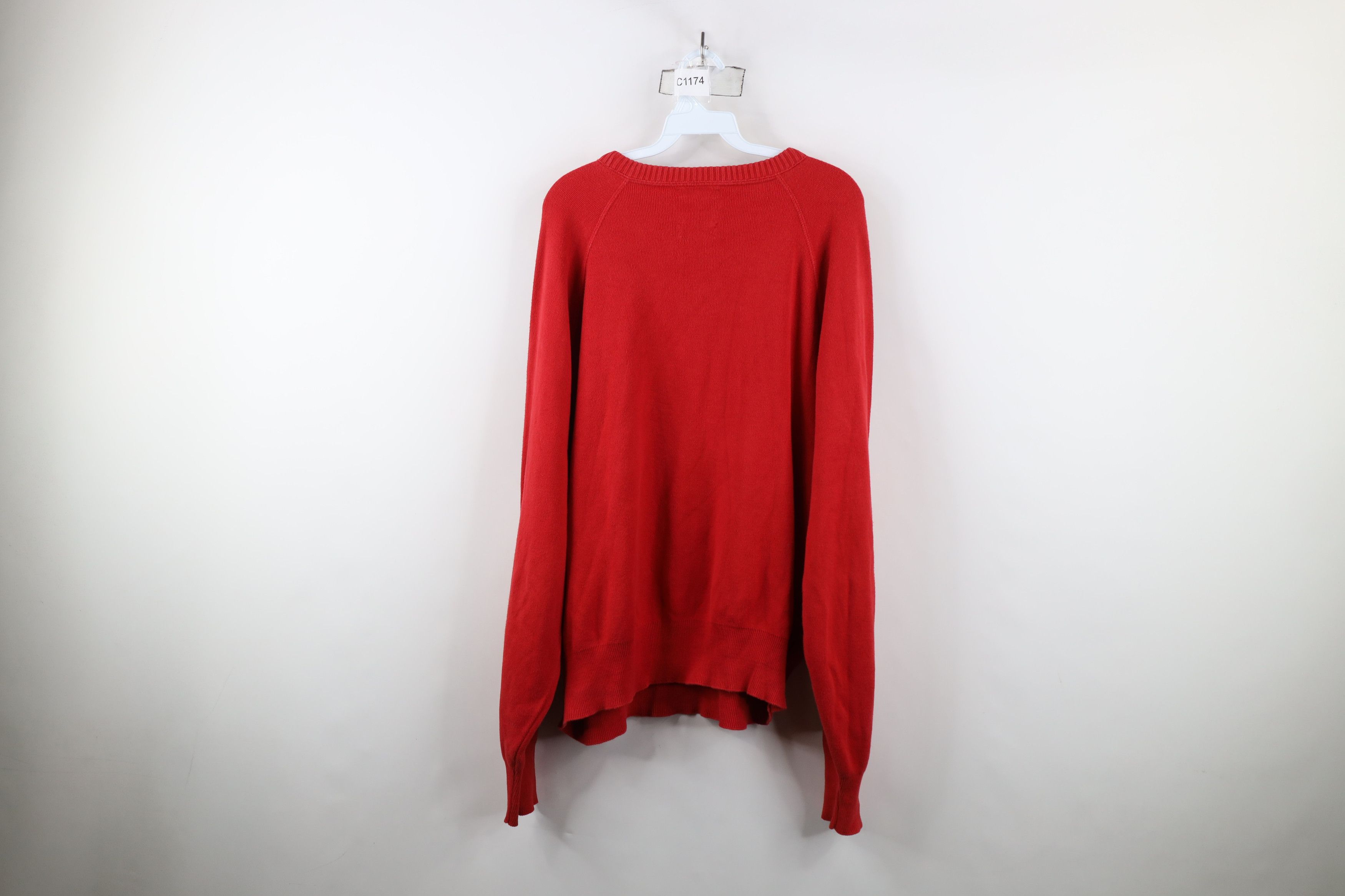 Vintage Vintage 90s Streetwear Cotton Knit Crewneck Sweater Red USA Size US XL / EU 56 / 4 - 10 Thumbnail