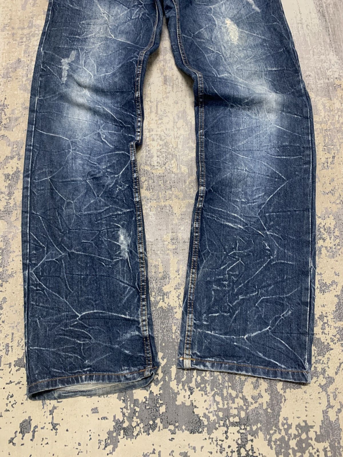 Japanese Brand Nylaus Harajuku Punk Y2K Fade Whiskered Denim Size US 34 / EU 50 - 3 Thumbnail