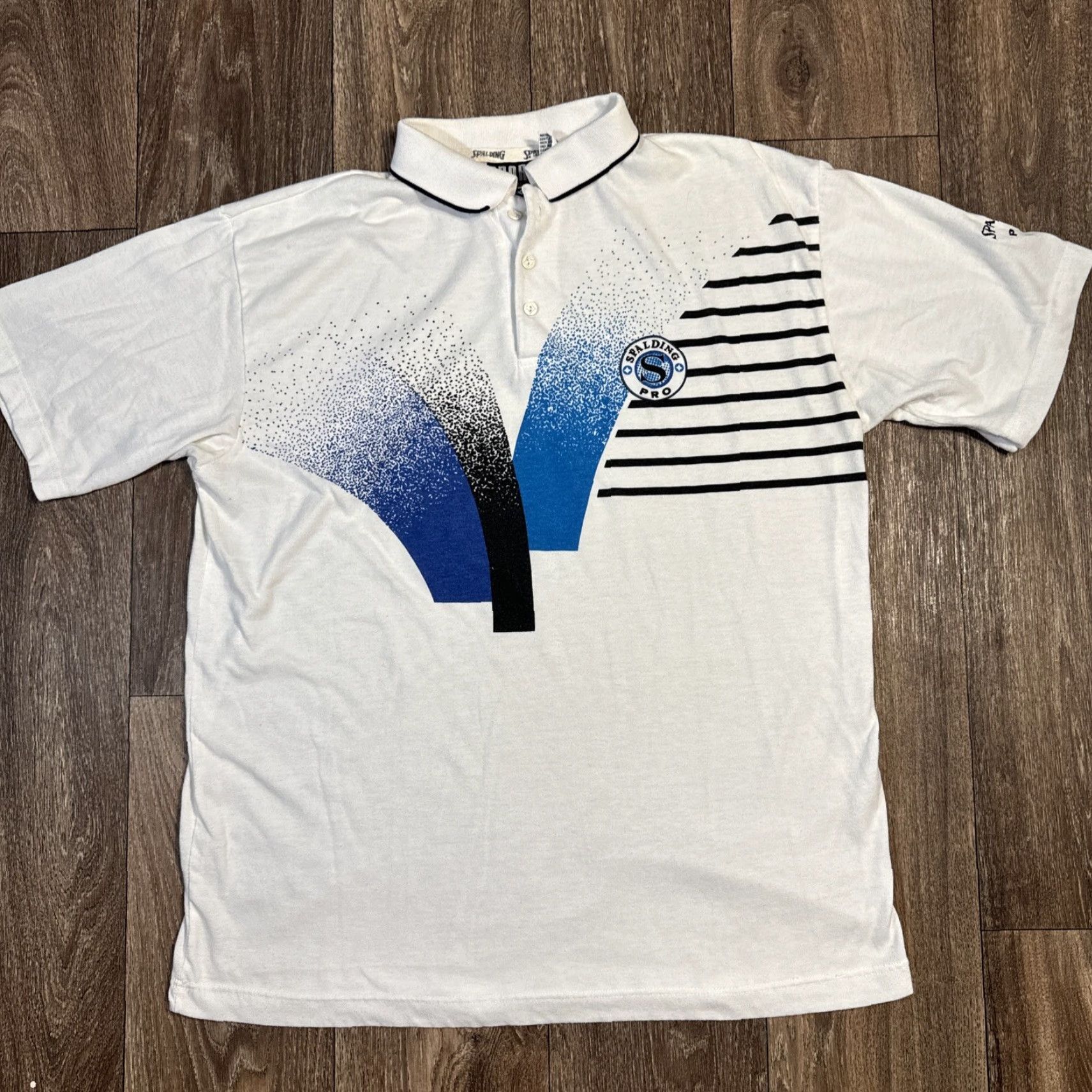 Spalding VINTAGE Spalding Tennis Pro Polo White Shirt XL Collared 80s, Unisex Adults, Polyester (if material given) Size US XL / EU 56 / 4 - 2 Thumbnail