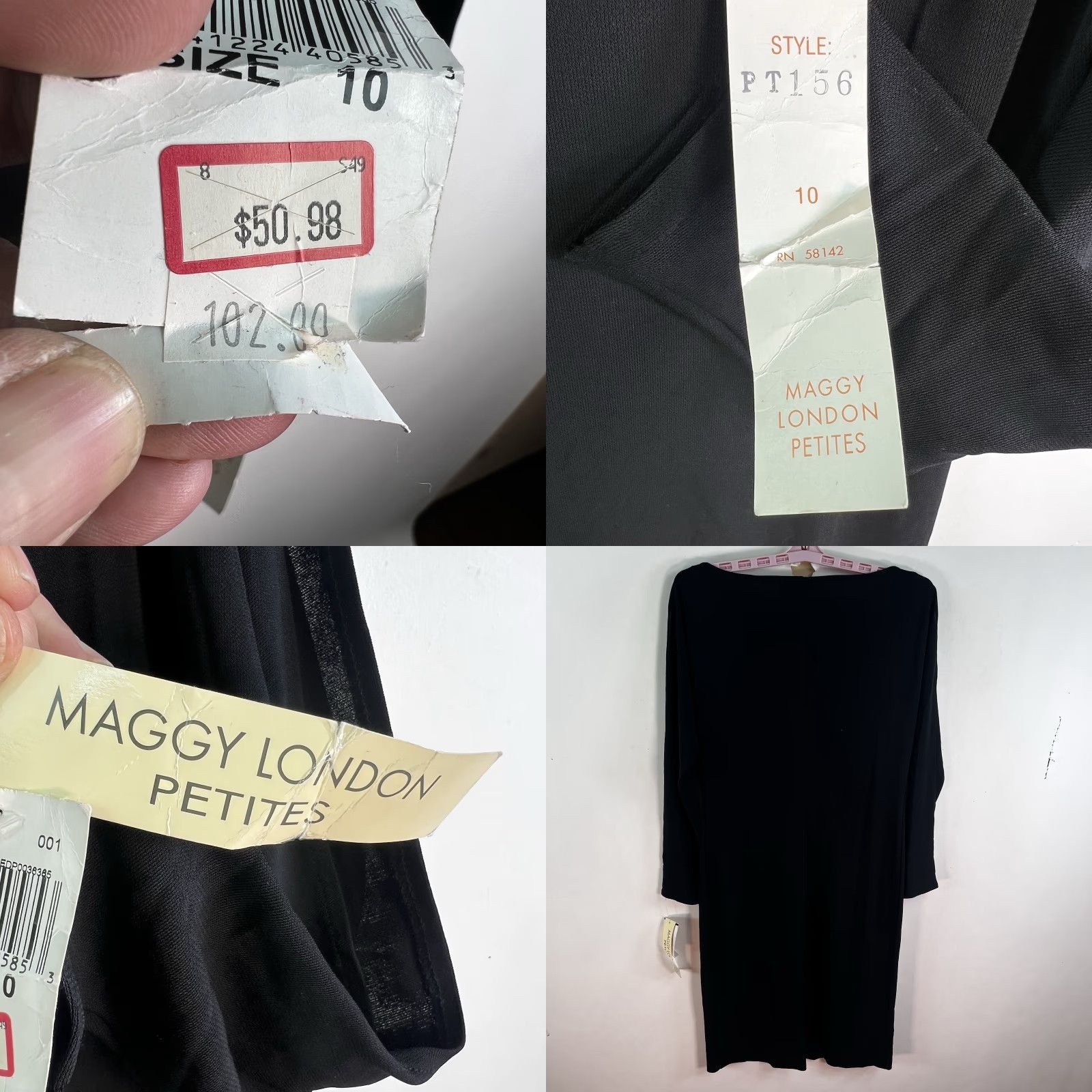 MAGGY LONDON Maggy London Dress Womens Size 10P Black Cap Sleeve Knee Length Sheath Fit & Flare Stretch Vintage No Size L / US 10 / IT 46 - 8 Thumbnail