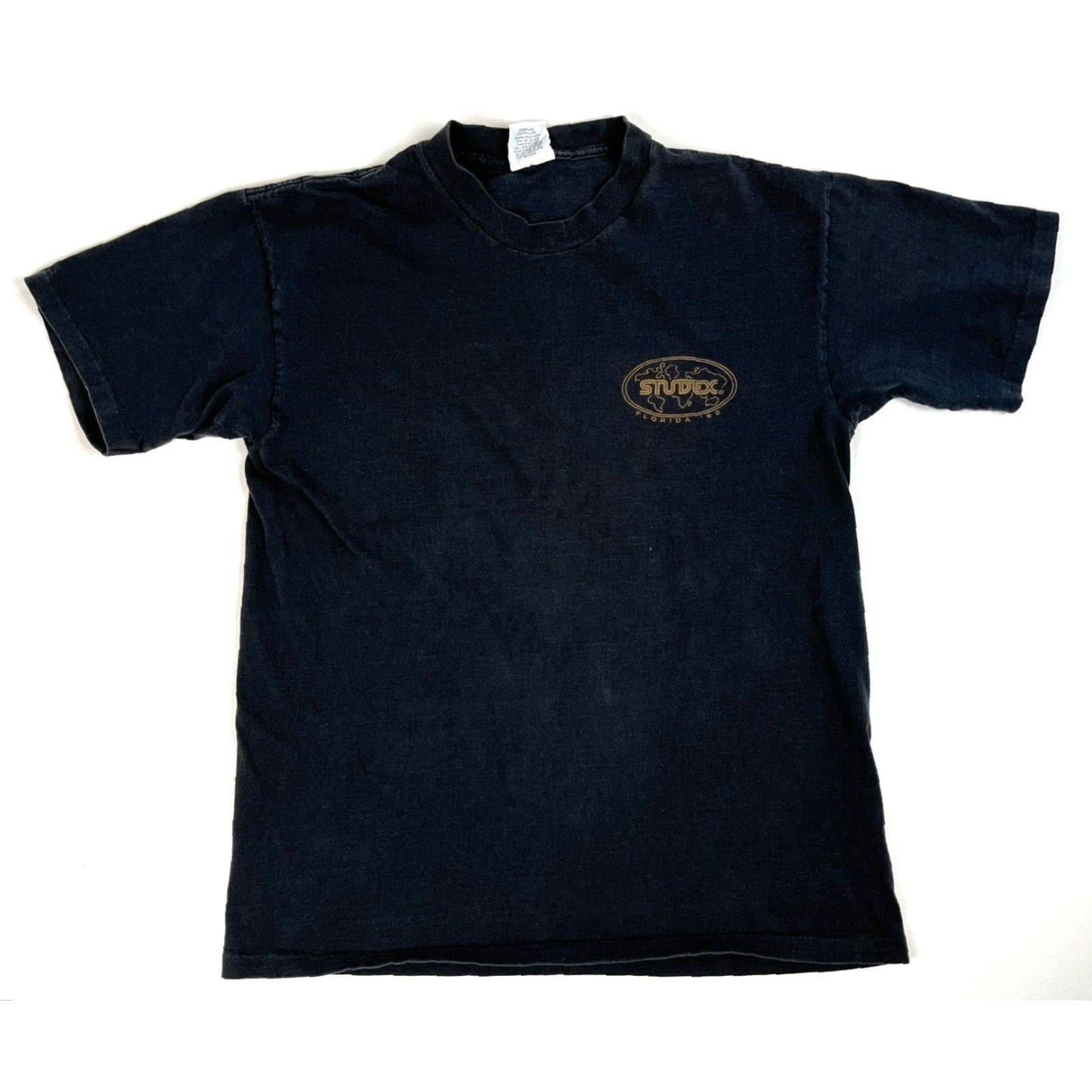Lee VINTAGE Florida Studex Ear Piercing Equipment T-Shirt Lee Made in USA Sz L Men’s Black 1992 90s Vintage Graphic Print Shirt Size US L / EU 52-54 / 3 - 2 Thumbnail