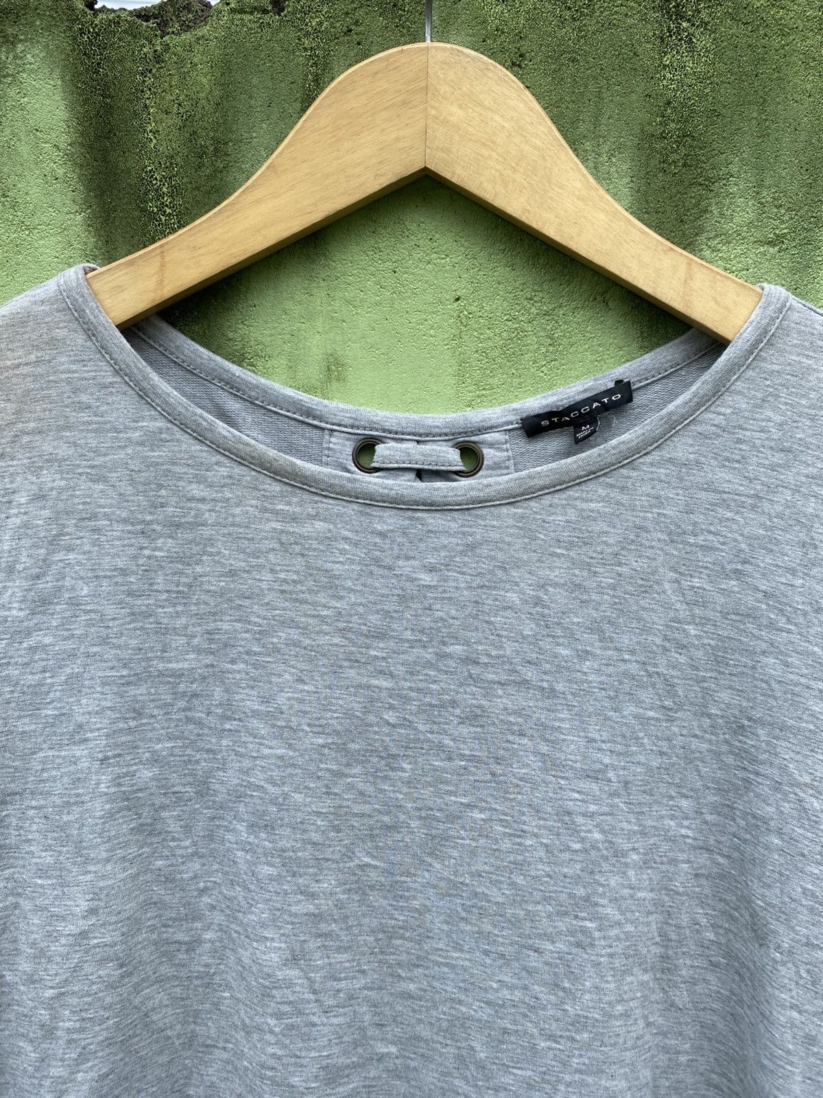 Japanese Brand Staccato Modern Grey Lace-Up Back Top Subtle Statement Piece Size M / US 6-8 / IT 42-44 - 3 Thumbnail