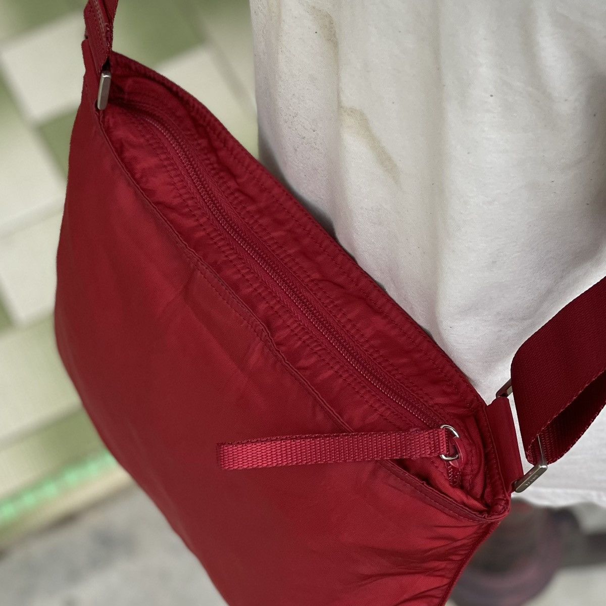 Prada Prada Red Tessuto Triangle Logo Nylon Crossbody Size ONE SIZE - 7 Thumbnail