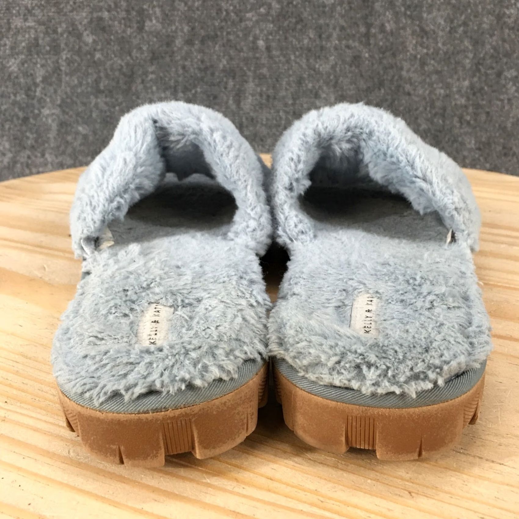 Vintage Kelly & Katie Slippers Womens 9-10 Blue Slides Faux Fur Cozy Indoor Comfort Slipper Size US 9 / IT 39 - 7 Thumbnail