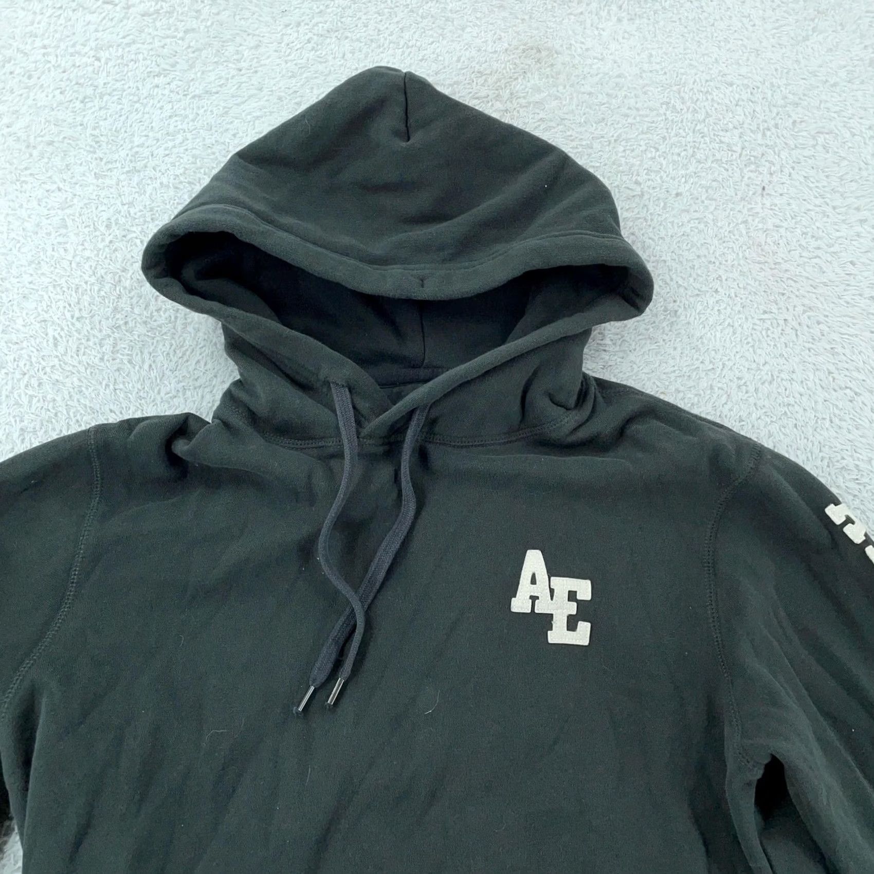 American Eagle Outfitters American Eagle Hoodie Mens S Black Pullover AE Logo Sleeve Sweatshirt Size US S / EU 44-46 / 1 - 2 Thumbnail