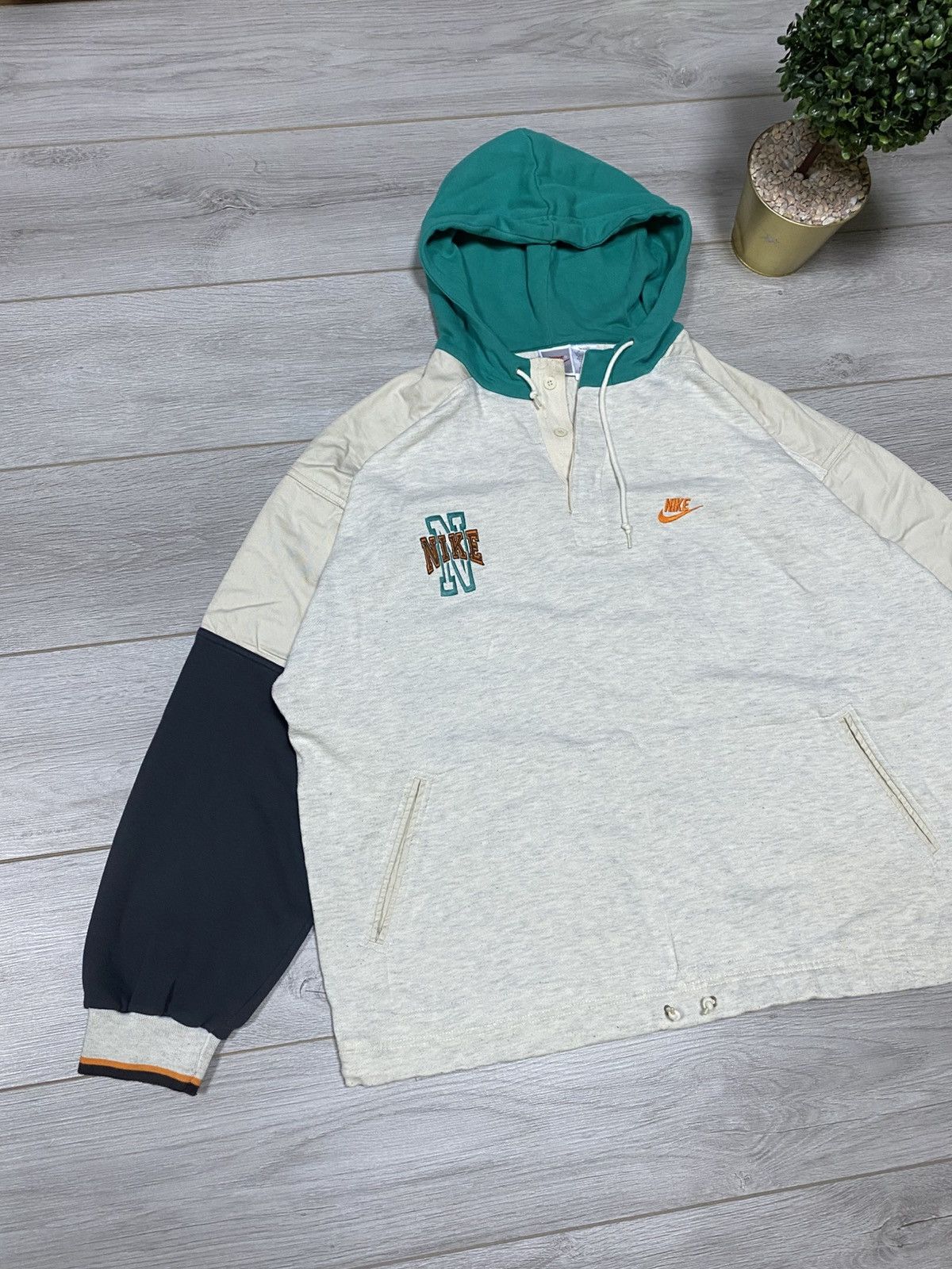 Nike Nike RARE 80s vintage big logo spell out hoodie Size US XL / EU 56 / 4 - 4 Thumbnail